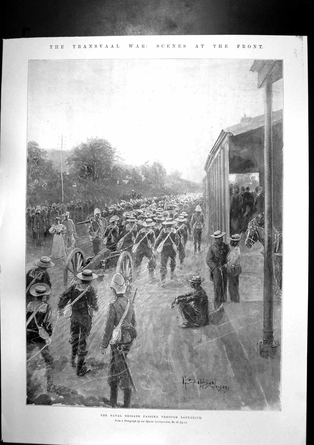 Antique Print Transvaal War Naval Brigade Ladysmith Battle Elandslaagte1900