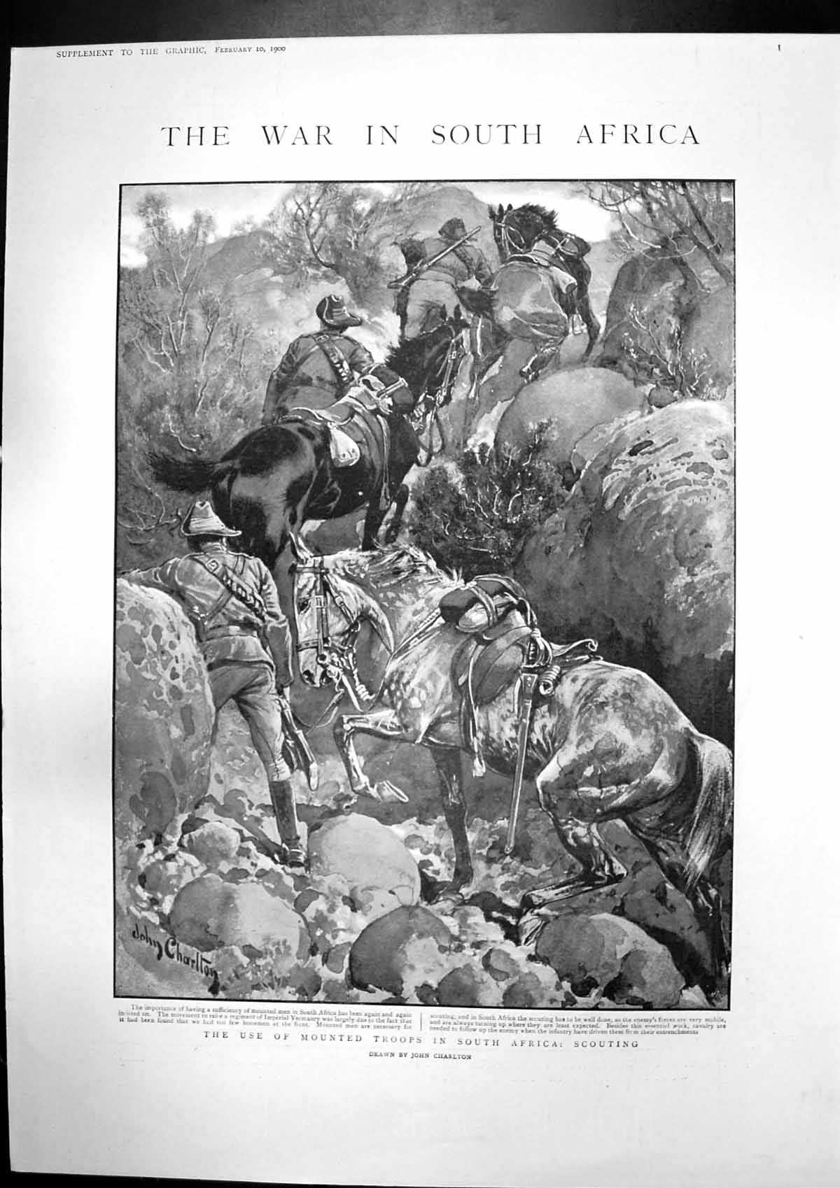 Old Antique Print War South Africa Troops Scouting Wounded Hospital 1900 20th