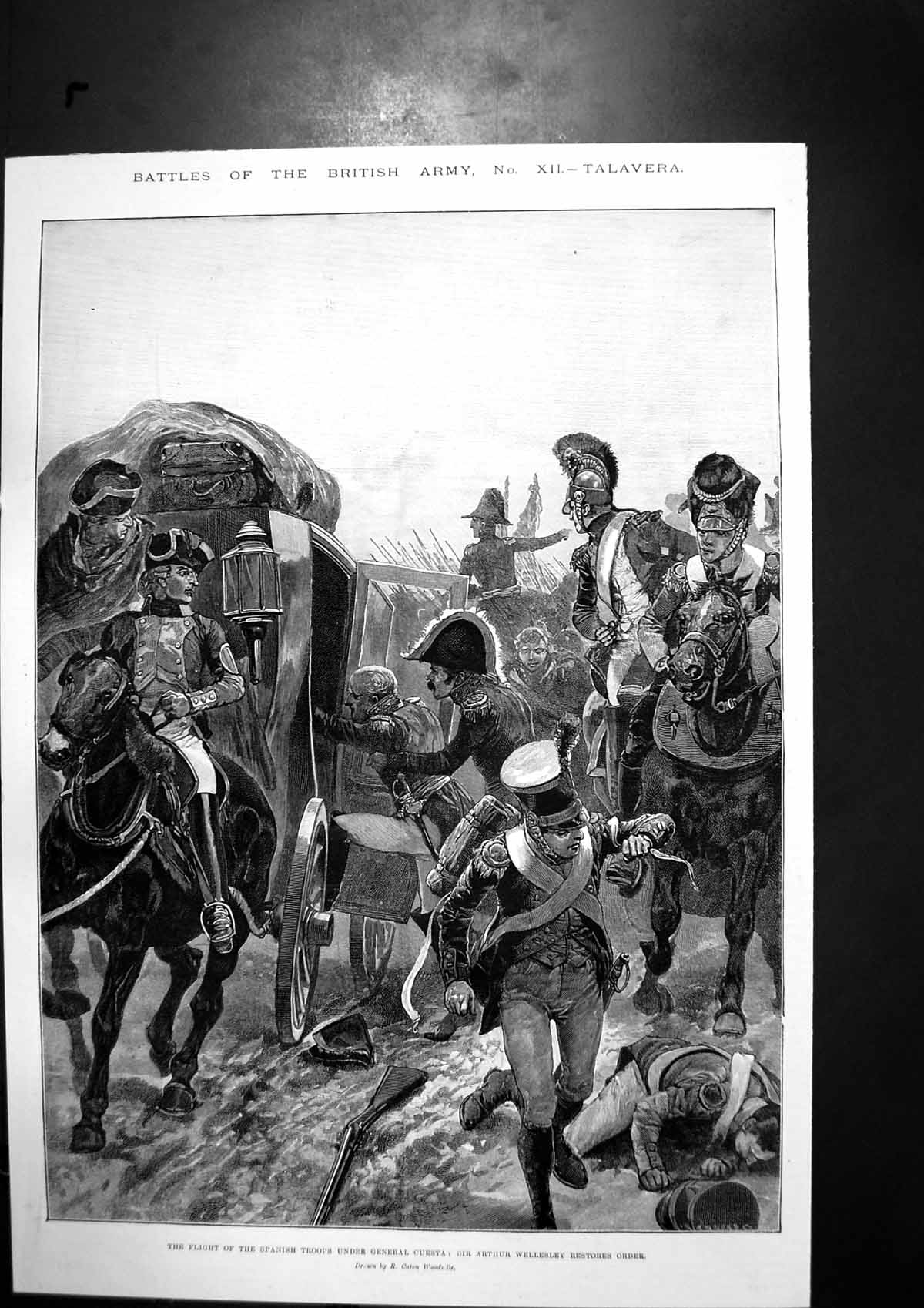 Old Print Battles British Army Talavera Adolf Menzel German Artist C1890 19th