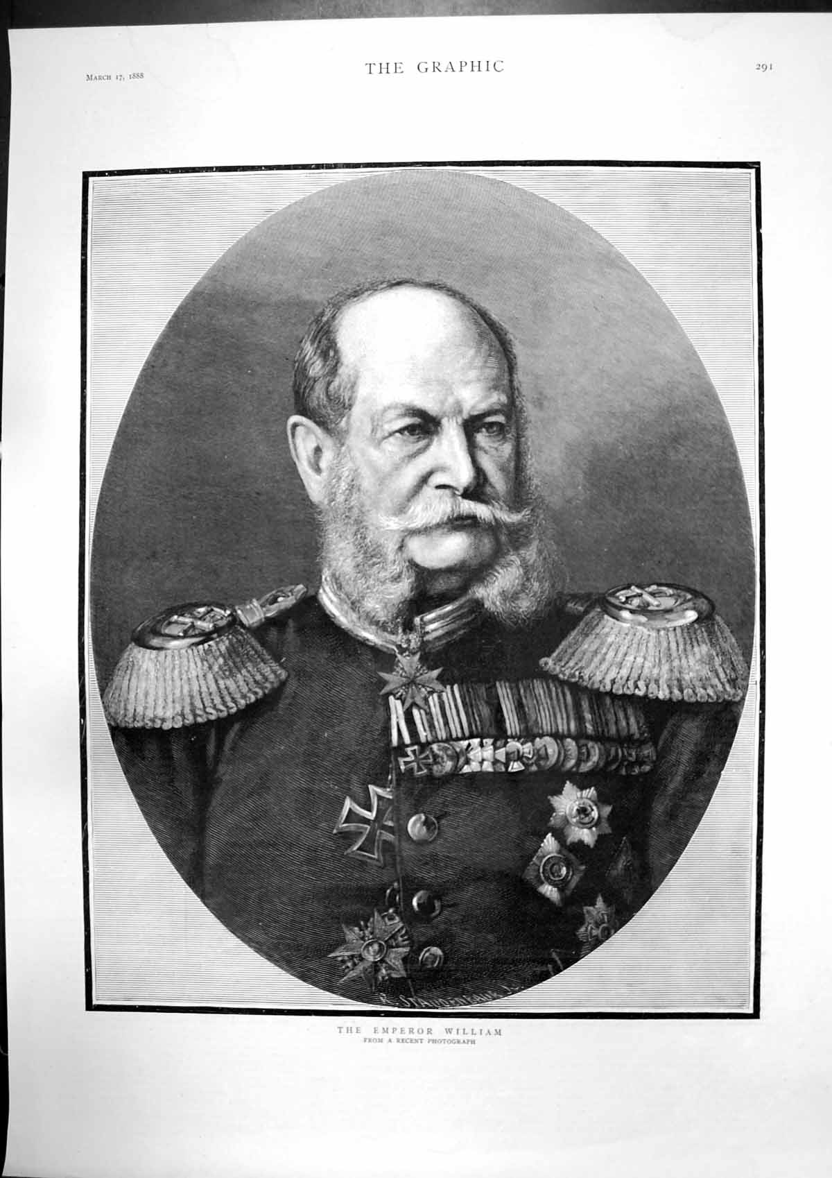 Antique Old Print Emperor WilliamGenerations Hohenzollerns Germany 1888