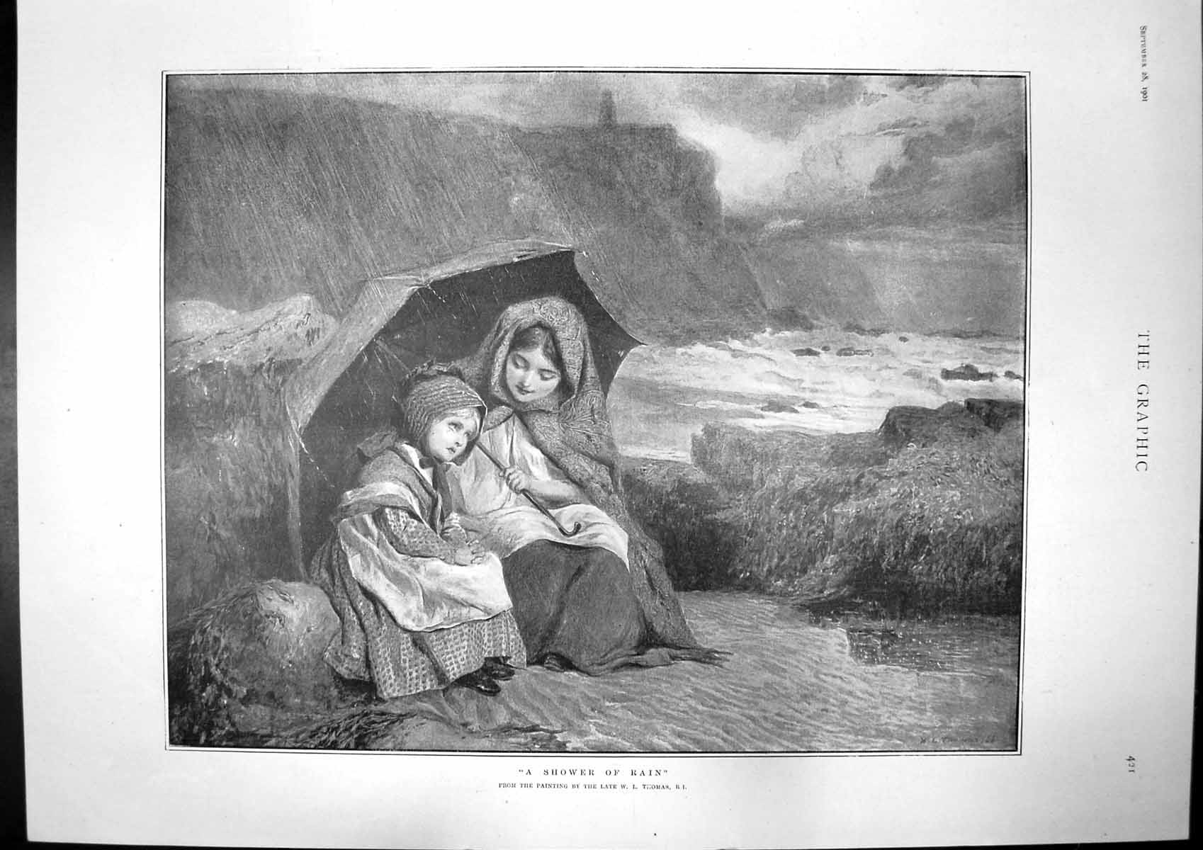 Old Antique Print Shower Rain W Thomas Great Millionaire Drury Lane 1901 20th