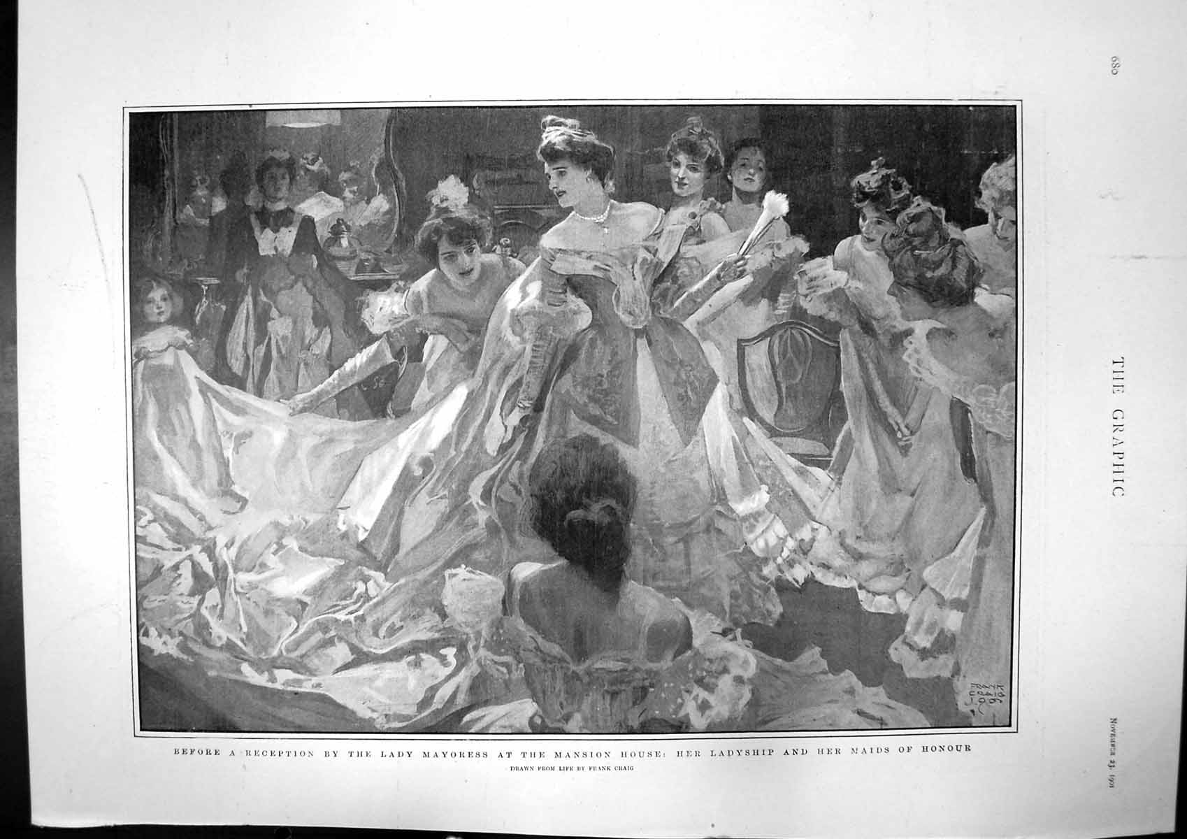 Antique Old Print Lady Mayoress Mansion House Rescues Gale Jaspar Active 1901