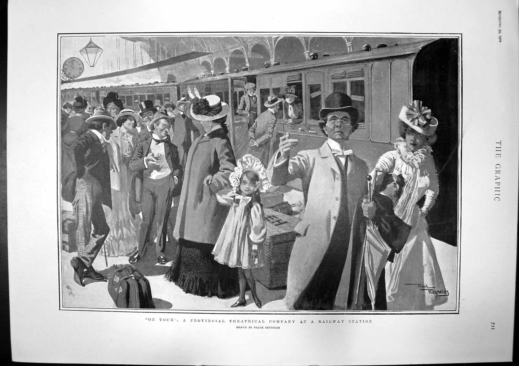 Antique Old Print On Tour Theatrical Company Banquet Sir Thomas Lipton 1901