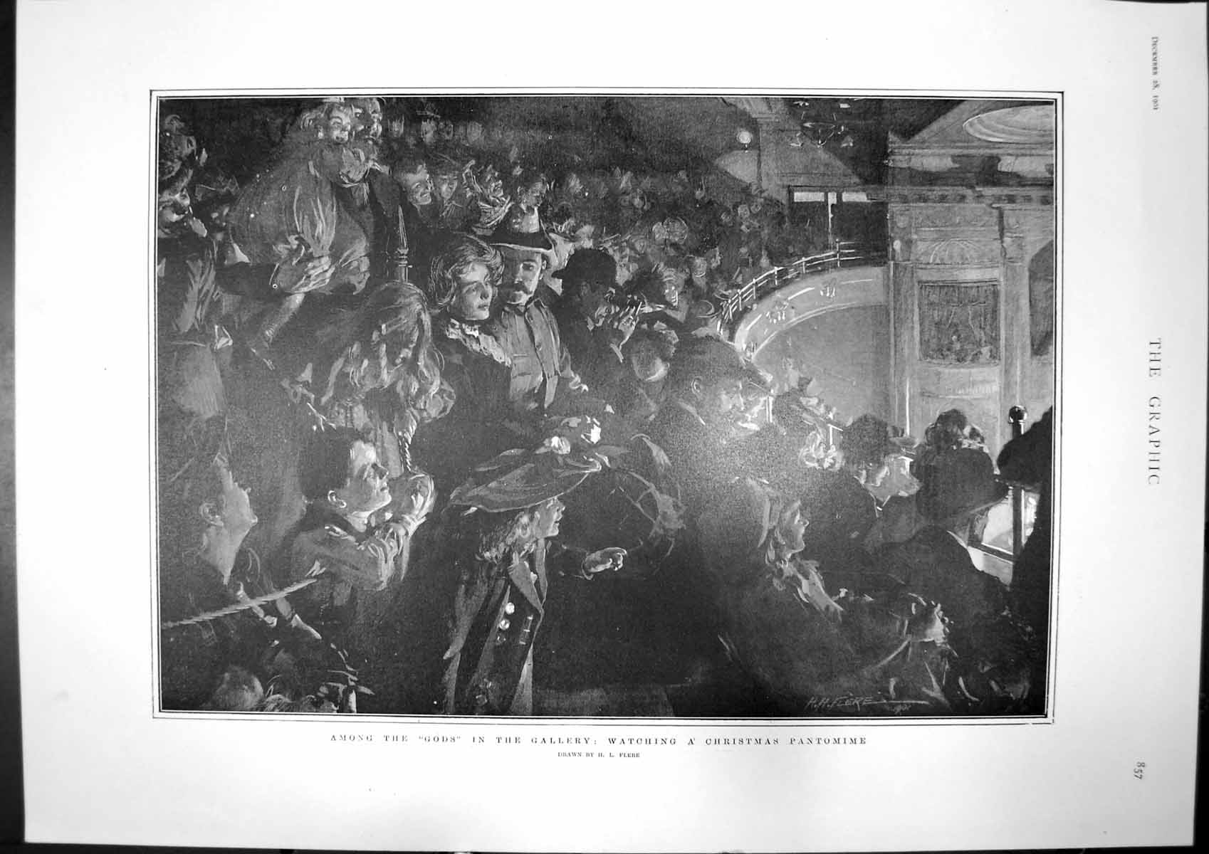 Old Antique Print Among Gods Gallery Pantomine Birmingham Pro Boers 1901 20th