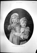 Antique Old Print Babes Wood Children E Merrall Pigeon Catching Sicily 1901
