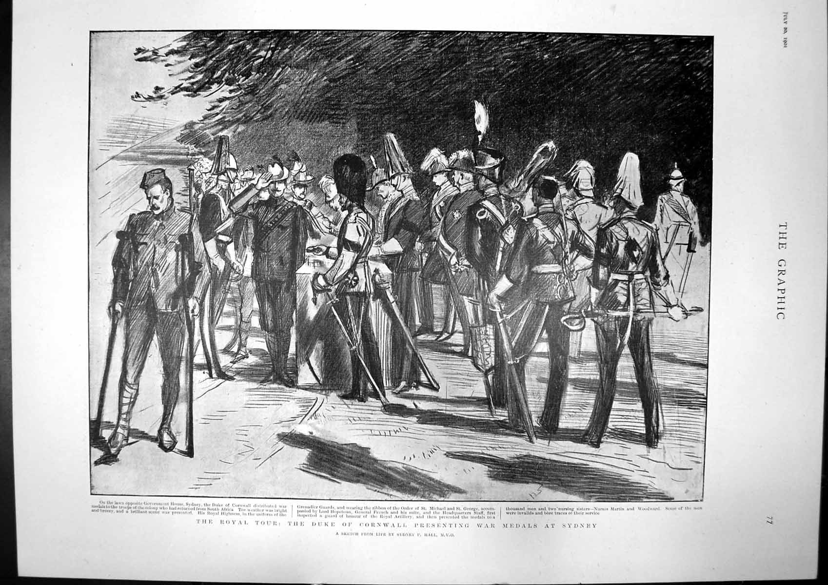 Old Antique Print Duke Cornwall War Medals Sydney View Richmond Hill 1901 20th