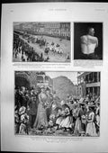 Old Antique Print Kaiser Tsar Hohenzollern Funeral Duke Leuchtenberg 1901 20th