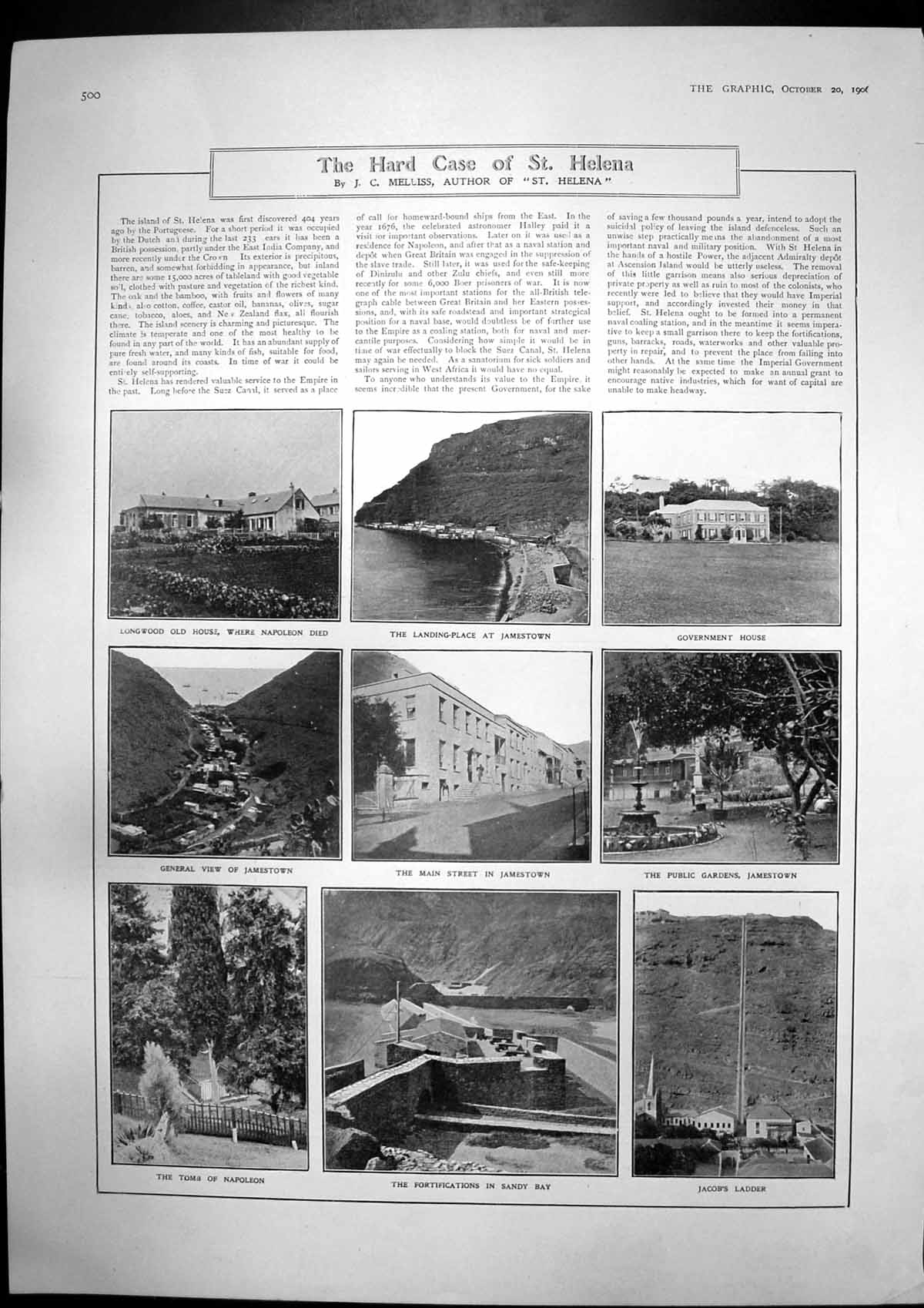 Antique Print St Helena Jamestown Tomb Napoleon Sir Henry Irving Lyceum1906