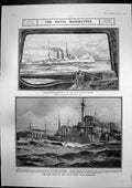 Antique Old Print Battleships Niobe Blue Fleet Kings Birthday Honours 1906 20th