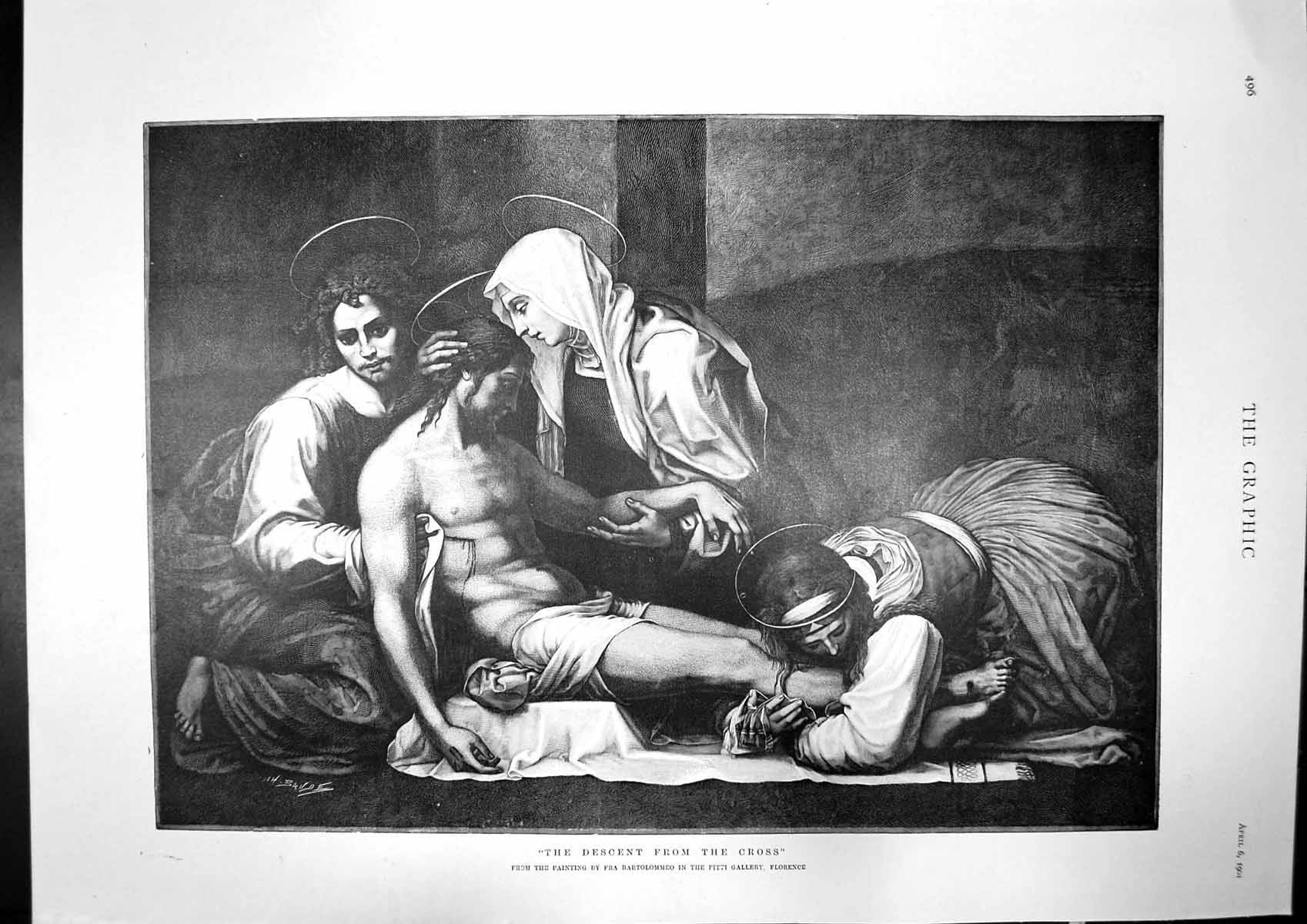 Antique Print Descent Cross Bartolommeo Charles Fraser James Stephens 1901 20th