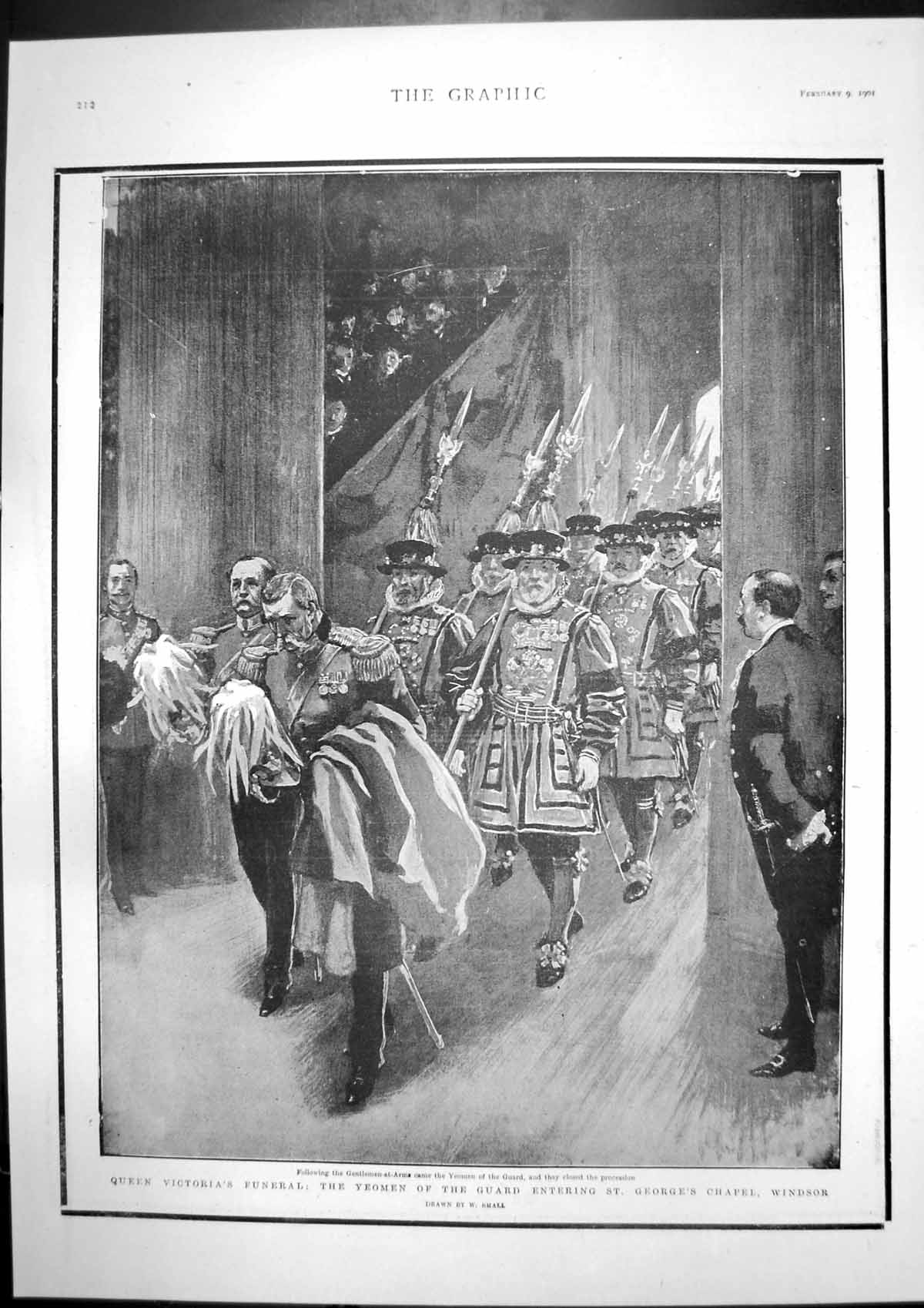 Antique Old Print Queen Victorias Funeral Yeoman Guard Kaiser Osborne 1901 20th