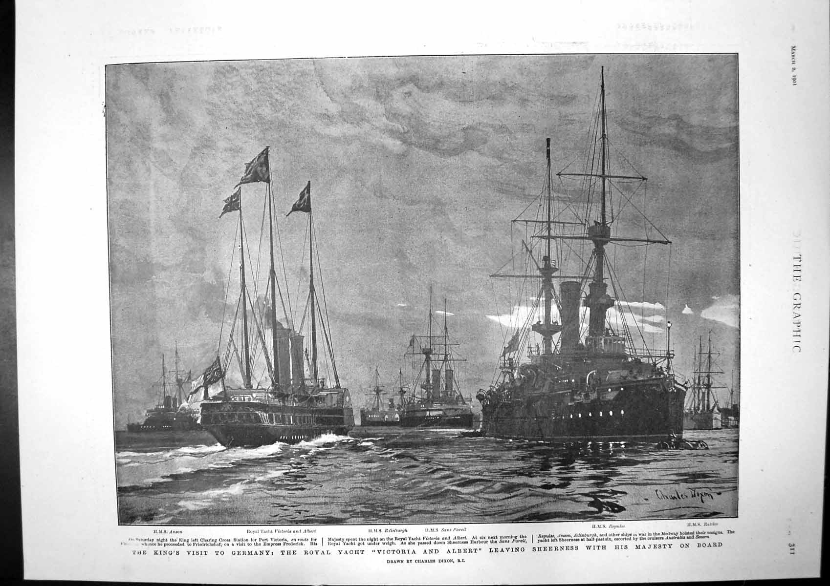 Old King Visit Germany Yacht Proclaiming King St Johns Calcutta 1901 Victorian