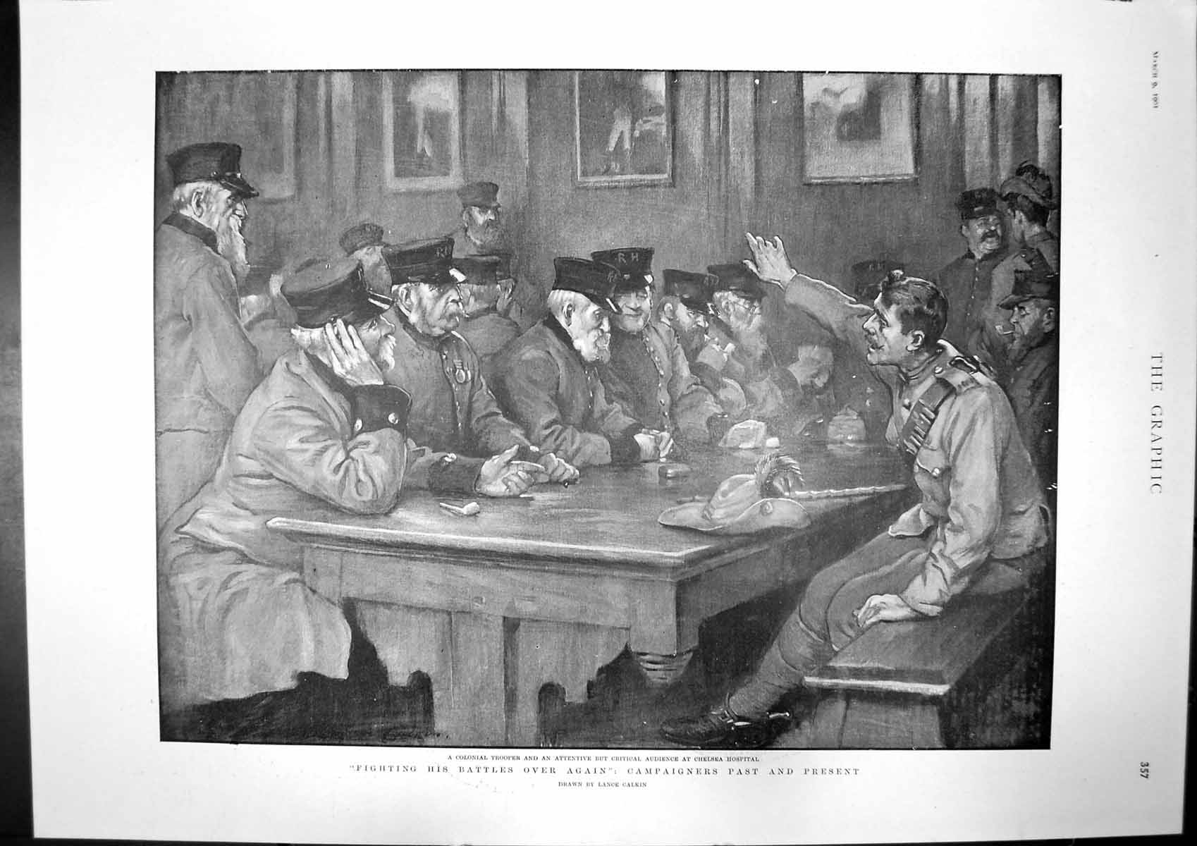 Old Print Campaigners Chelsea Hospital Captain Winsloe Francis Evans 1901 20th