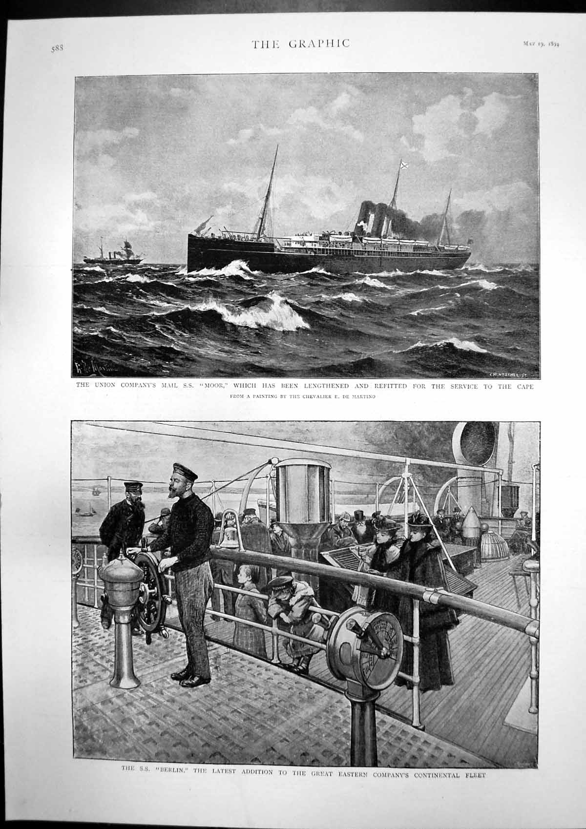 Old Ss Moor Refitted Cape Ss Berlin Continental Fleet Plansluices1894 Victorian