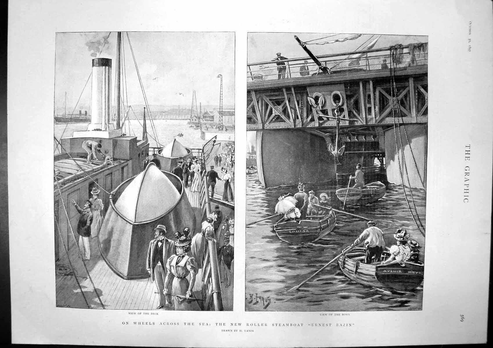 Antique Print Steamboat Ernest Bazin Bridegroom Tribesmen Cook Islands 1897