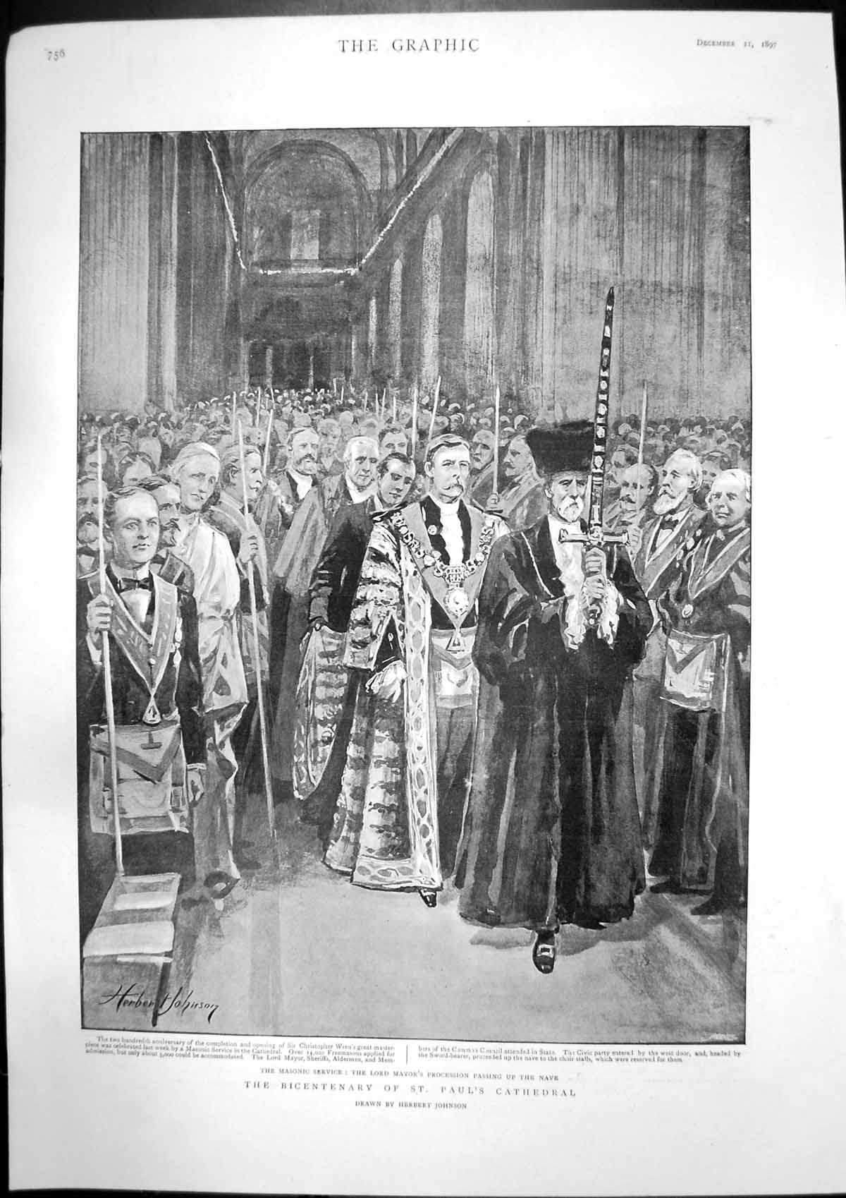 Antique Old Print Bicentenary St Pauls Cathedral Advance Soudan Hadendowa1897