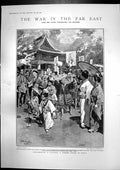 Antique Print War Victory Street Tokio Admiral Alexeieff Mukden Pagoda 1904
