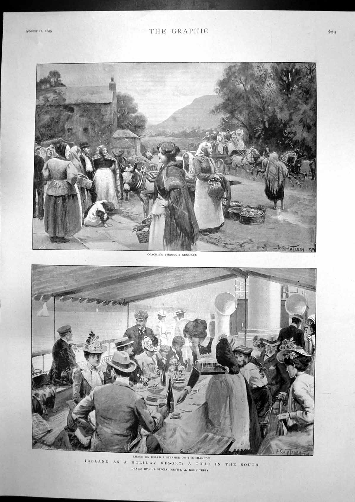 Old Antique Print Ireland Kenmare Mr Rhodes Welcome Cape Town Zebras 1899 19th
