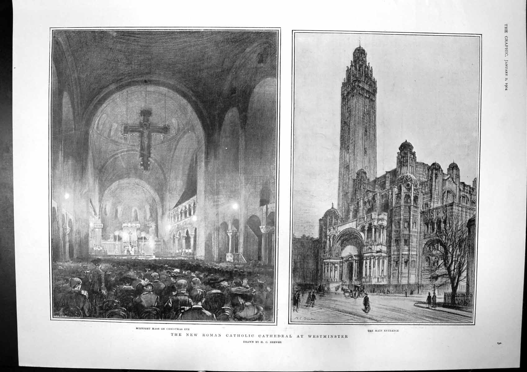 Antique Print New Catholic Cathedral Westminster Kings Spain Portugal 1904 20th