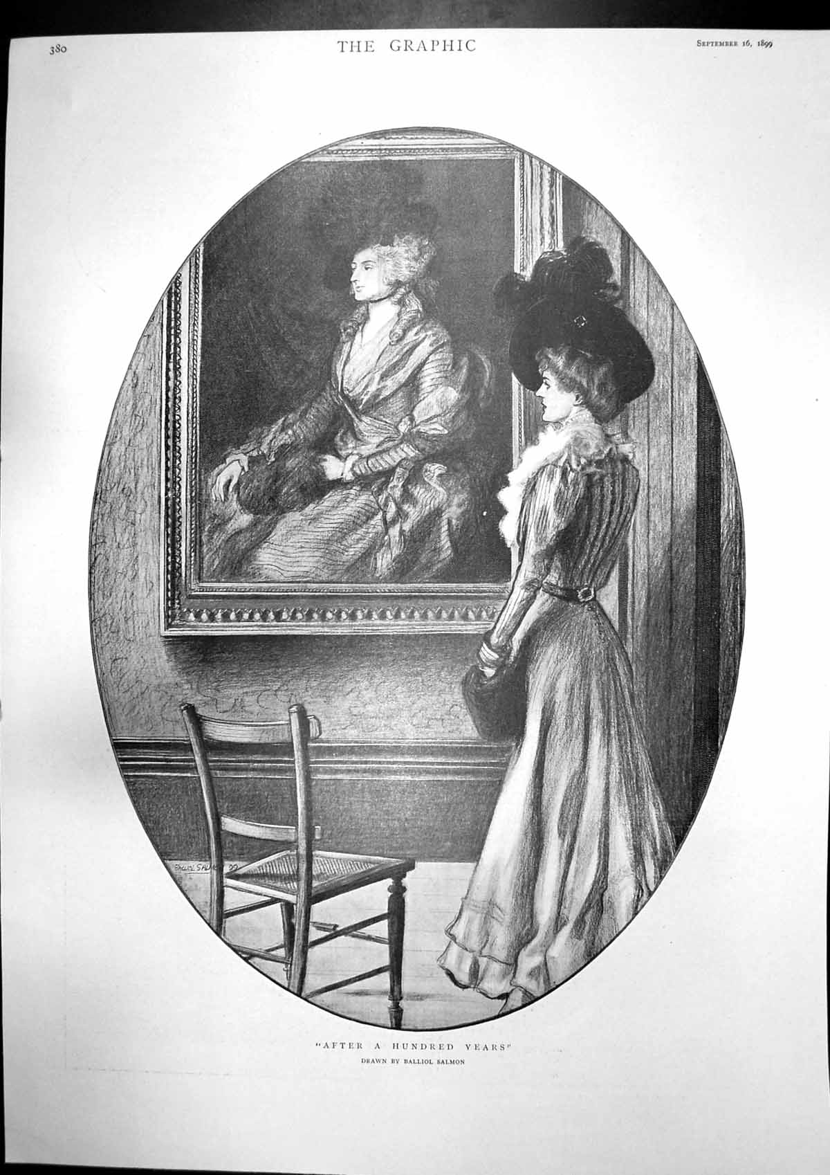Antique Print After 100 Years Lady Portrait Restoration Paisley Abbey 1899
