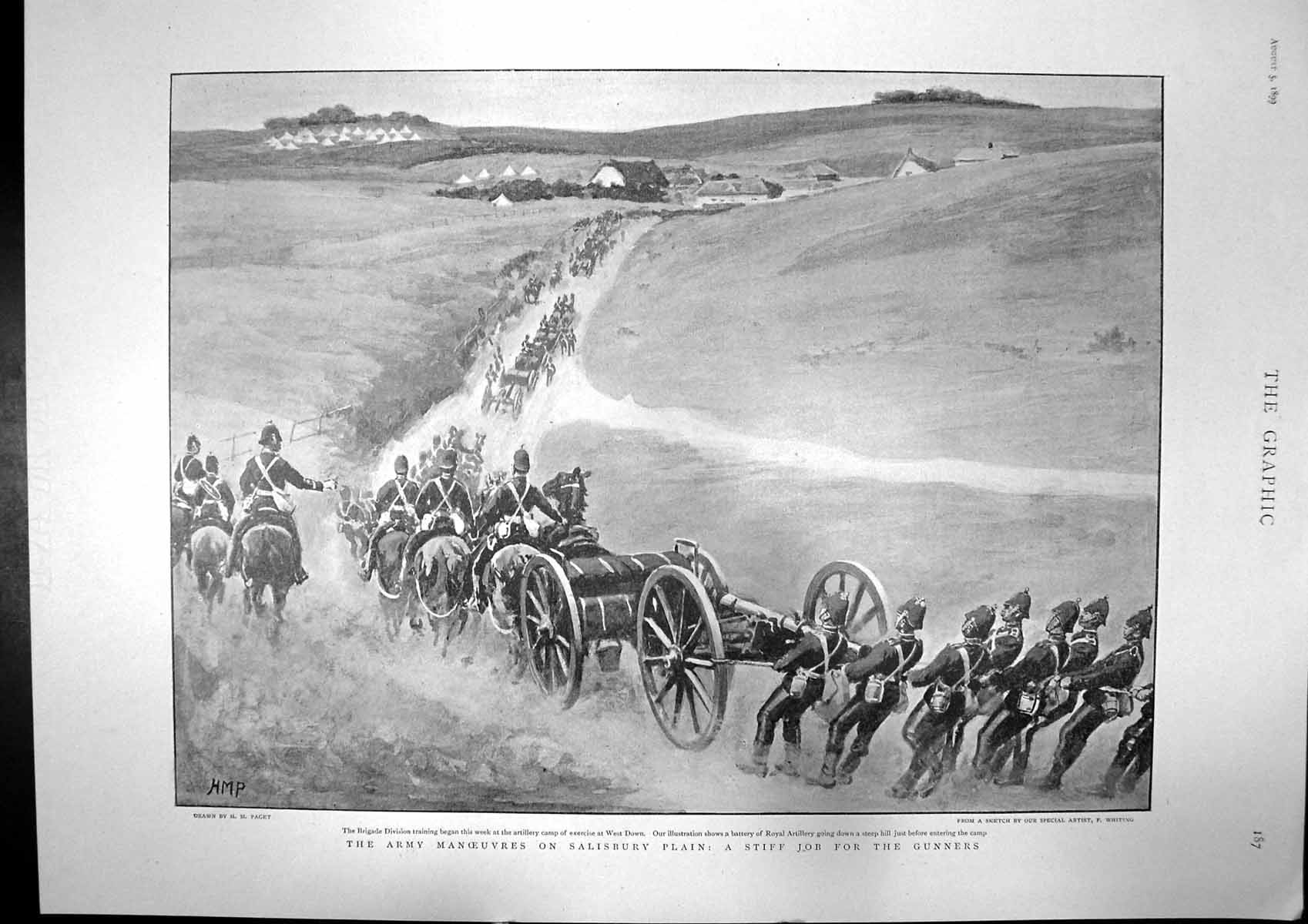 Antique Print Army Gunners Salisbury Plain Fair Widow Sj Rochard Lady 1899 19th