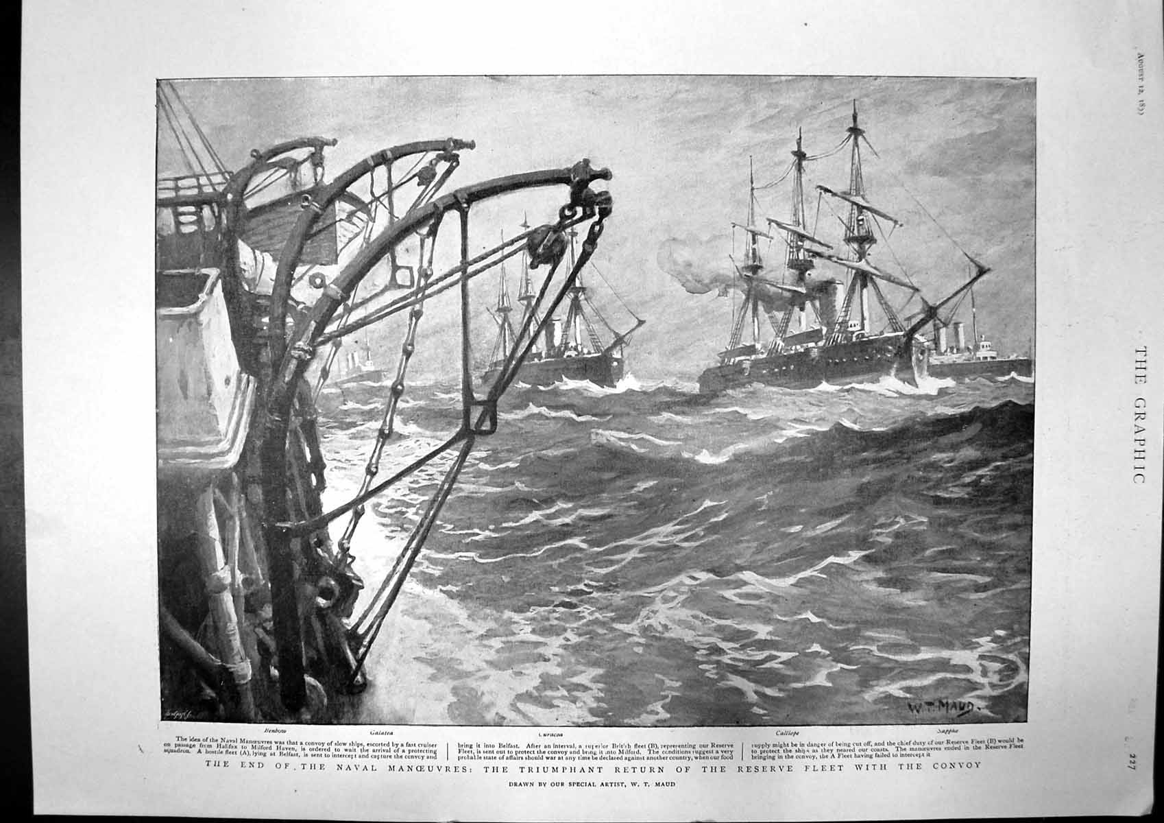 Old Antique Print Return Reserve Fleet Convoy Ireland Tour Killarney 1899 19th