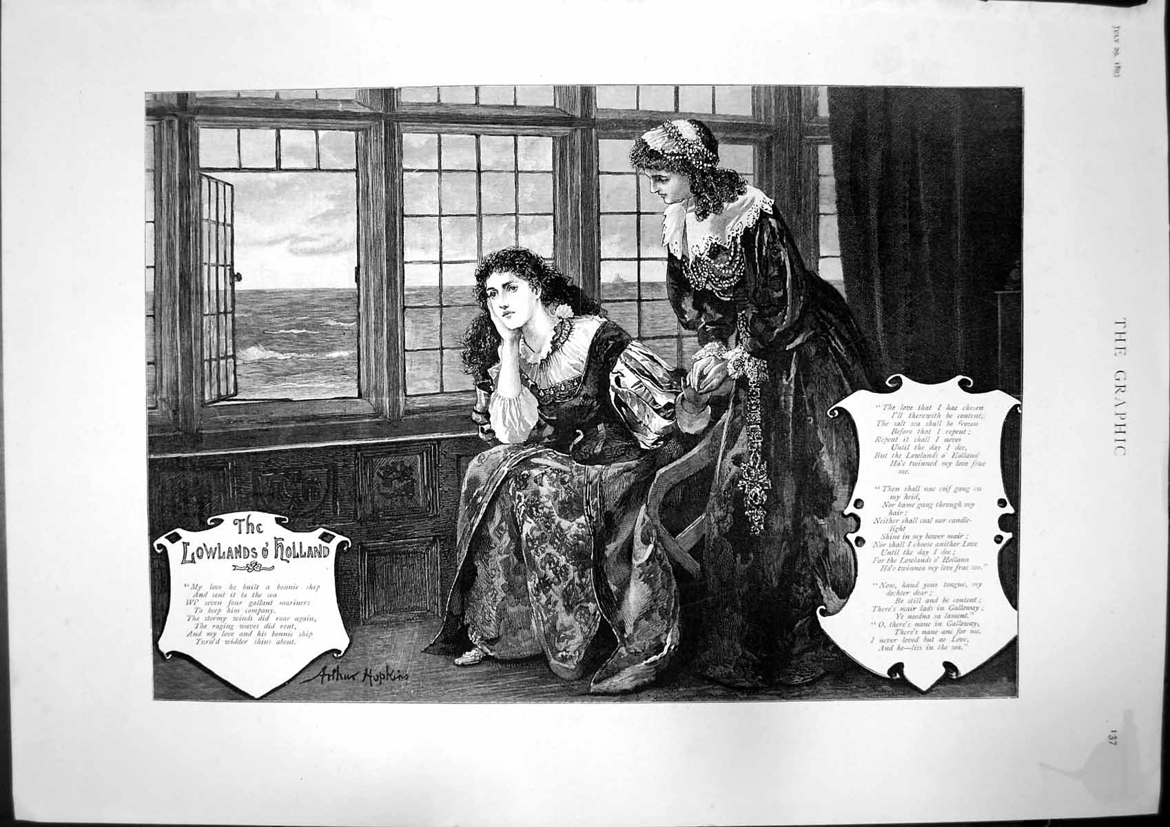 Antique Print Lowlands Holland Ladies Window Sea Fashions Paris August 1893