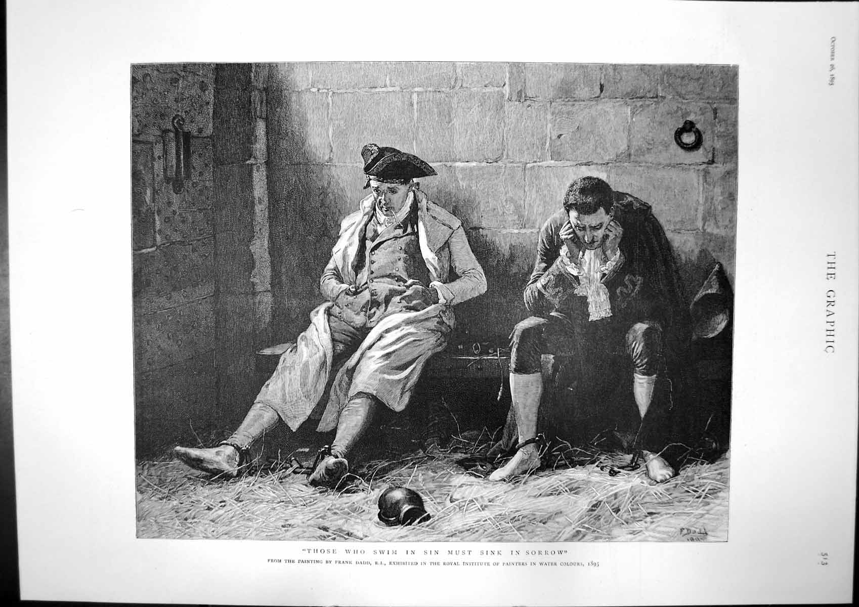 Antique Print Swim Sin Sink Sorrow Jail Crisis Constantinople Wounded 1895 19th