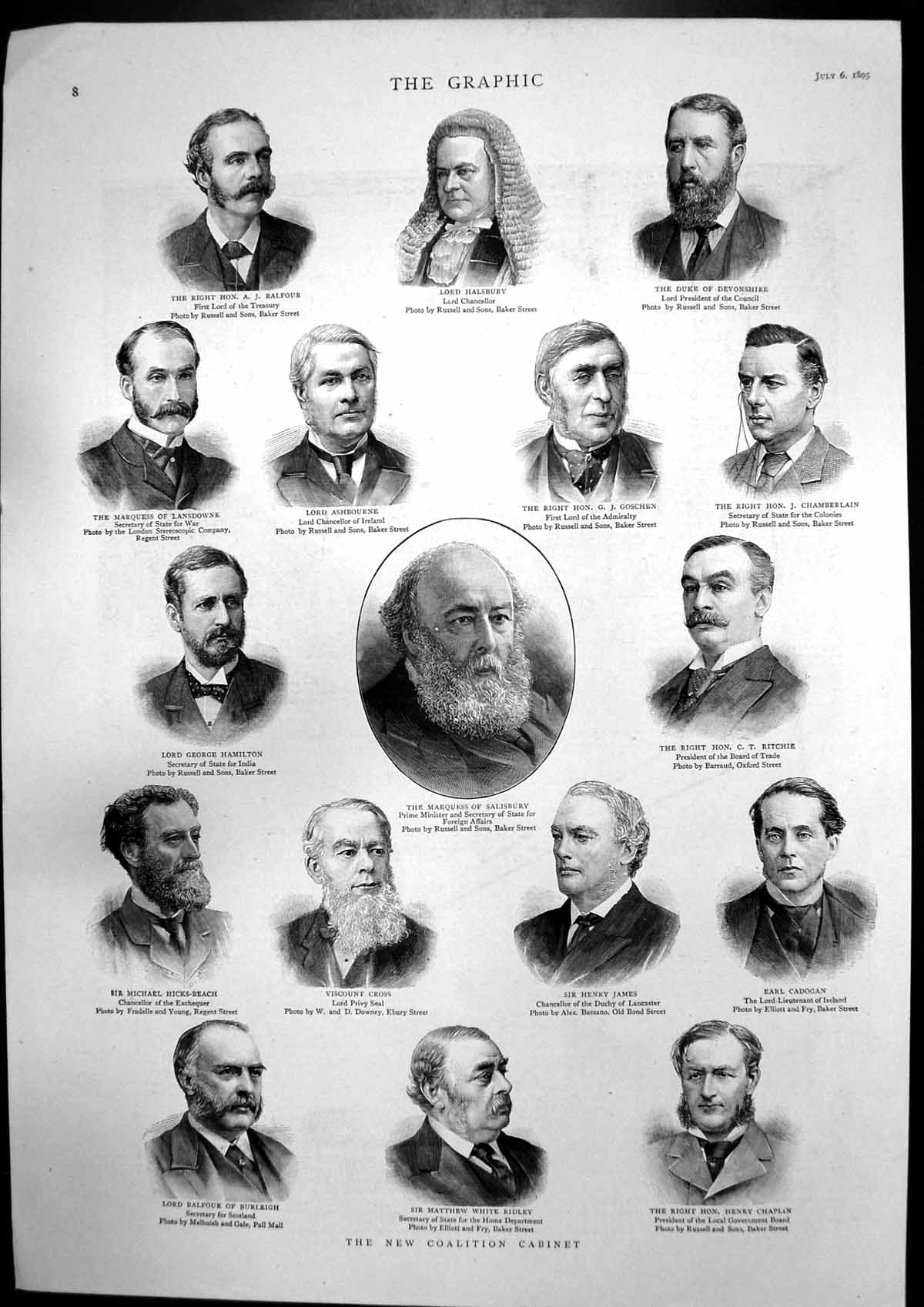 Antique Print New Coalition Cabinet New Catholic Cathedral Westminster 1895
