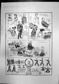 Antique Old Print Sketches Nelson Centenary Celebrations Marines Victory1905