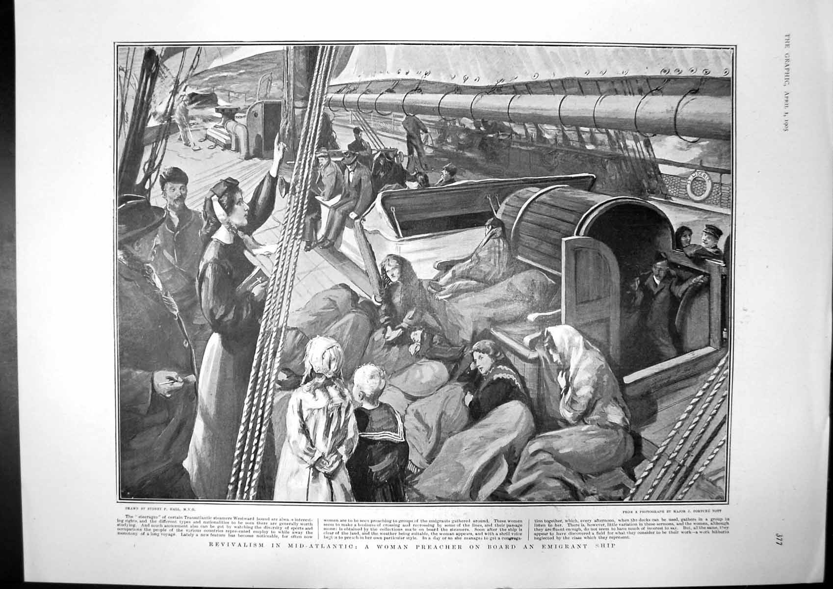 Antique Old Print Preacher Emigrant Ship Cambridge University Boat Crew 1905