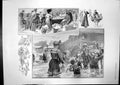 Old Print Etablissement Des Bains Bathing Street Scene Cairo Camel C1900 20th