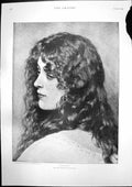 Old Print Camilla E Von Blaas Lady Dark Curls Savoy Rehearsal Chorus 1893 19th