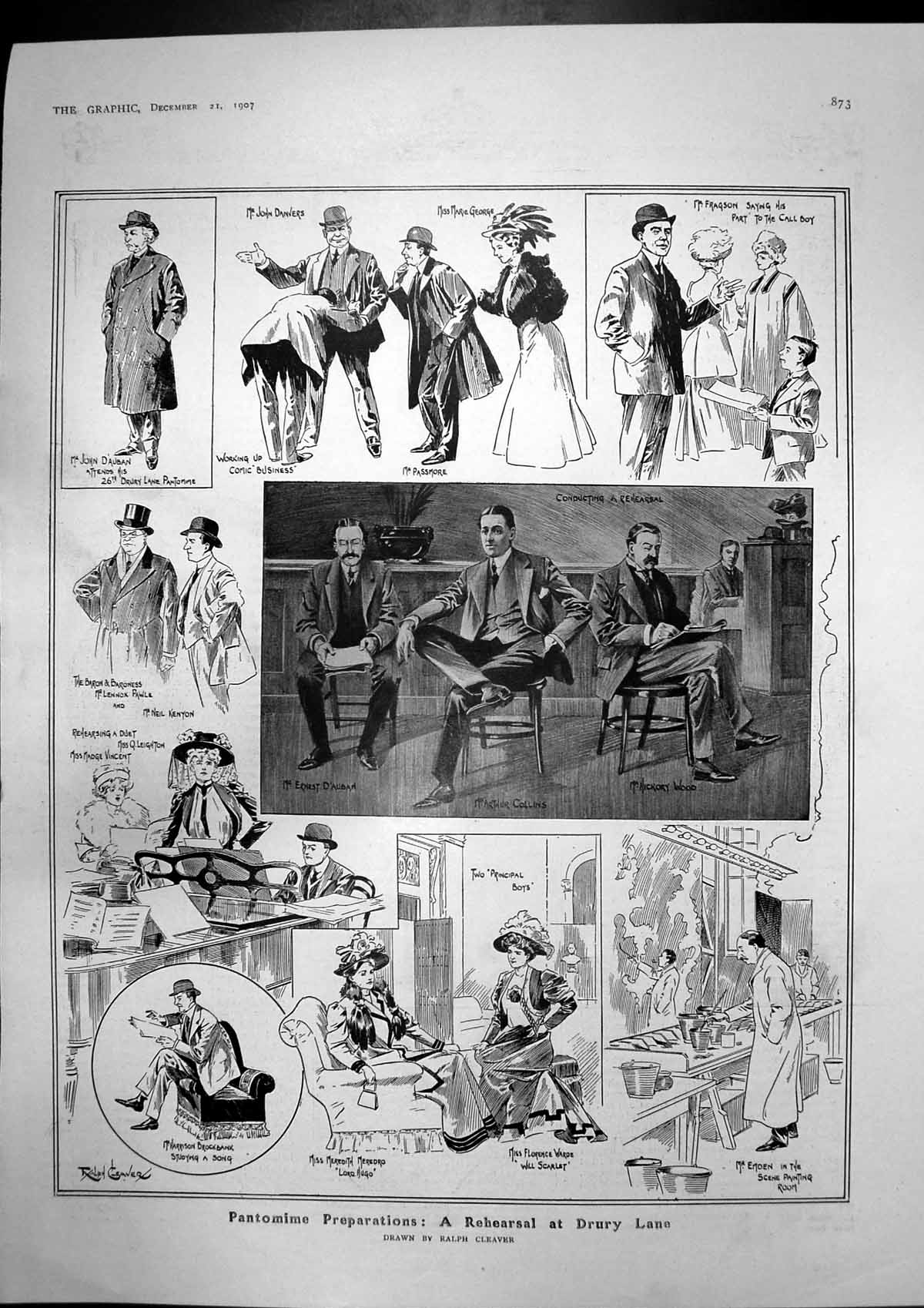 Antique Print Pantomine Rehearsal Drury Lane Late Queen Carola Saxony 1907 20th