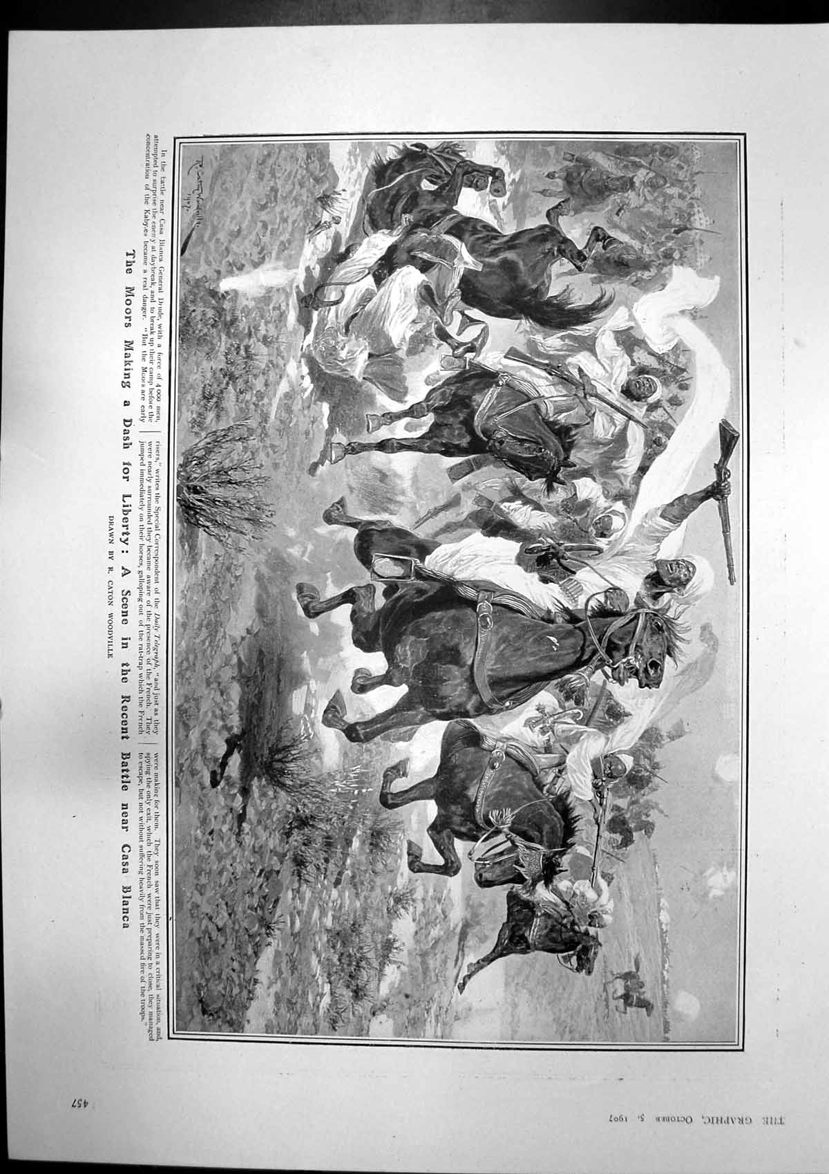 Antique Print Battle Casa Blanca Largest Locomotive World Erie Railway 1907