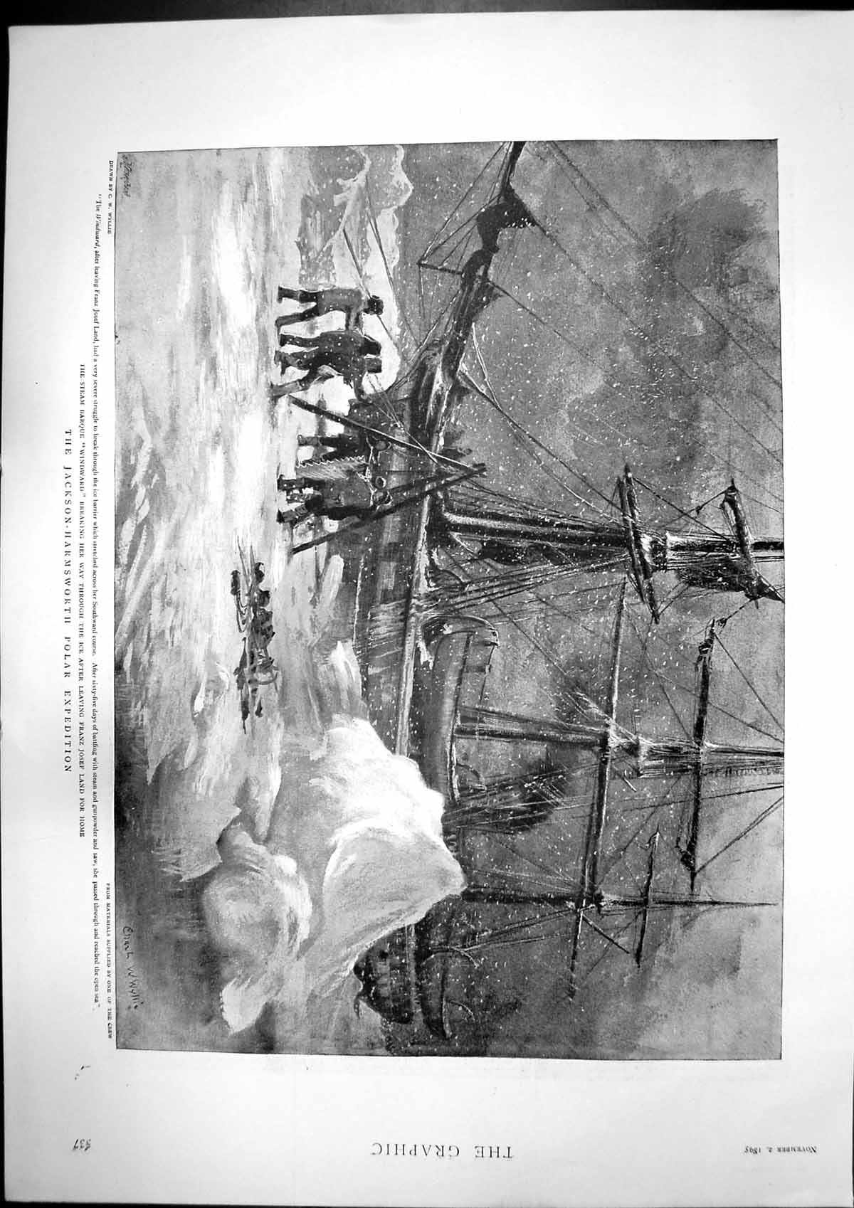 Old Print Windward Breaking Ice Franz Josef Betrothal Princess Maud 1895 19th