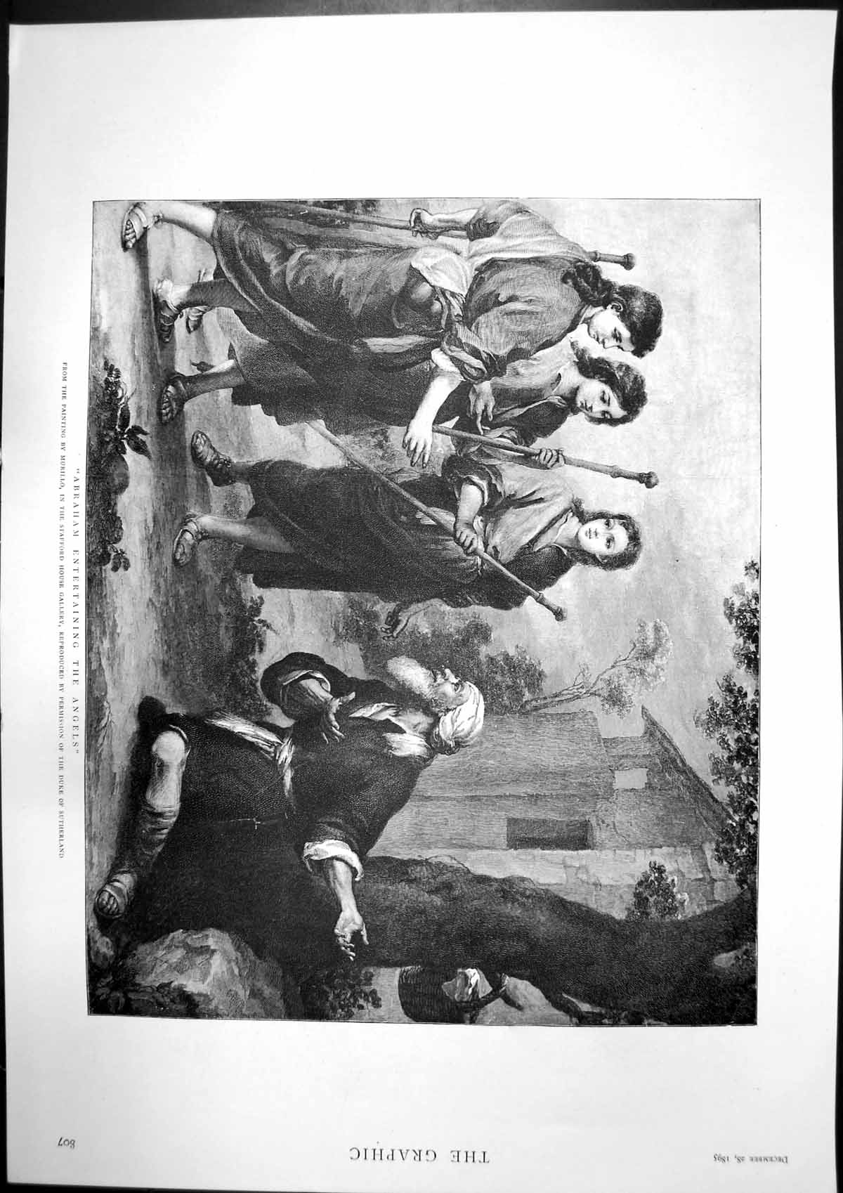 Antique Print Abraham Entertain Angels Girls Gymnasium Peoples Palace 1895 19th