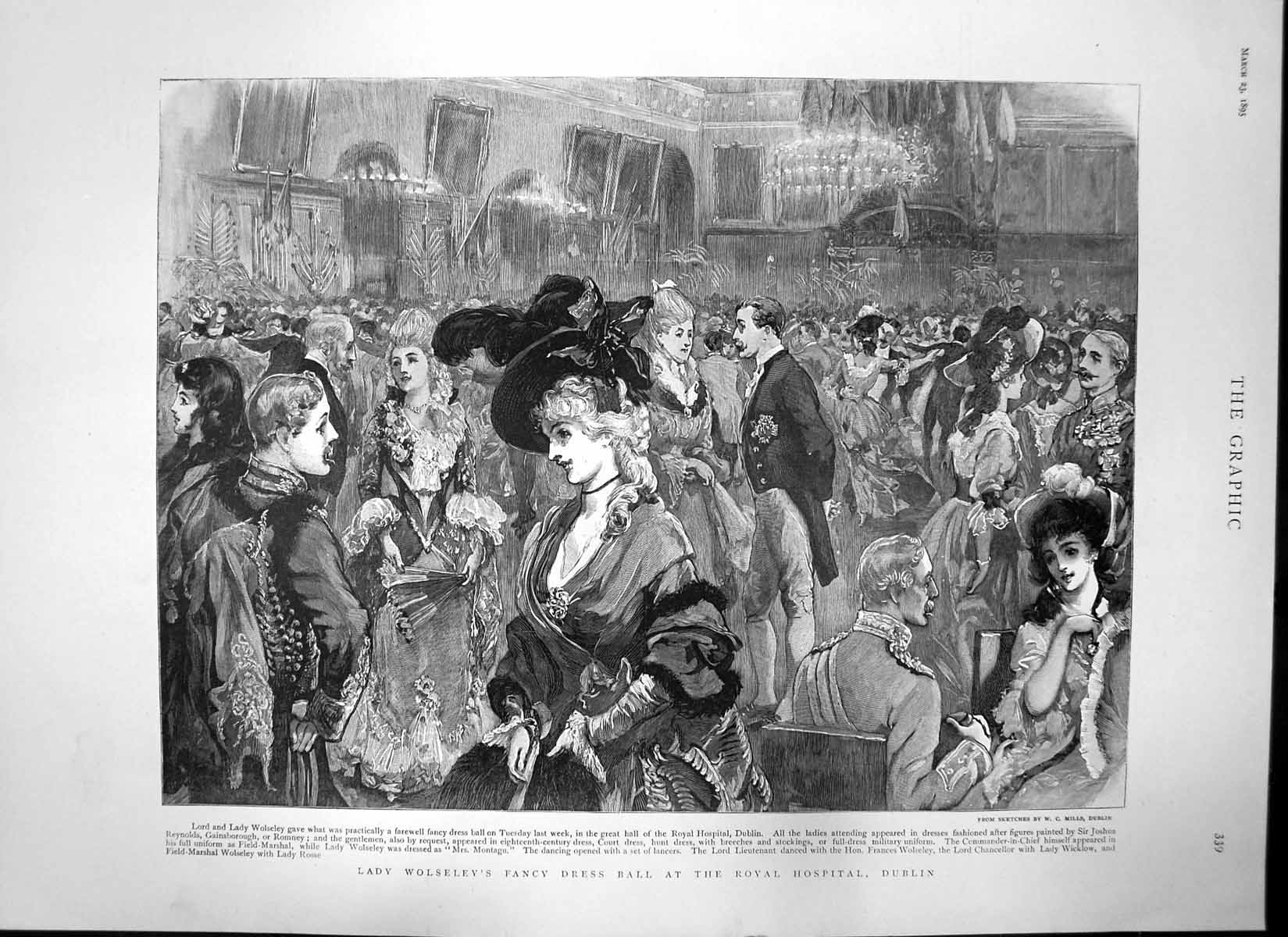 Antique Print Lady Wolseleys Fancy Dress Ball Dublin Lady Nobody Otto 1895 19th