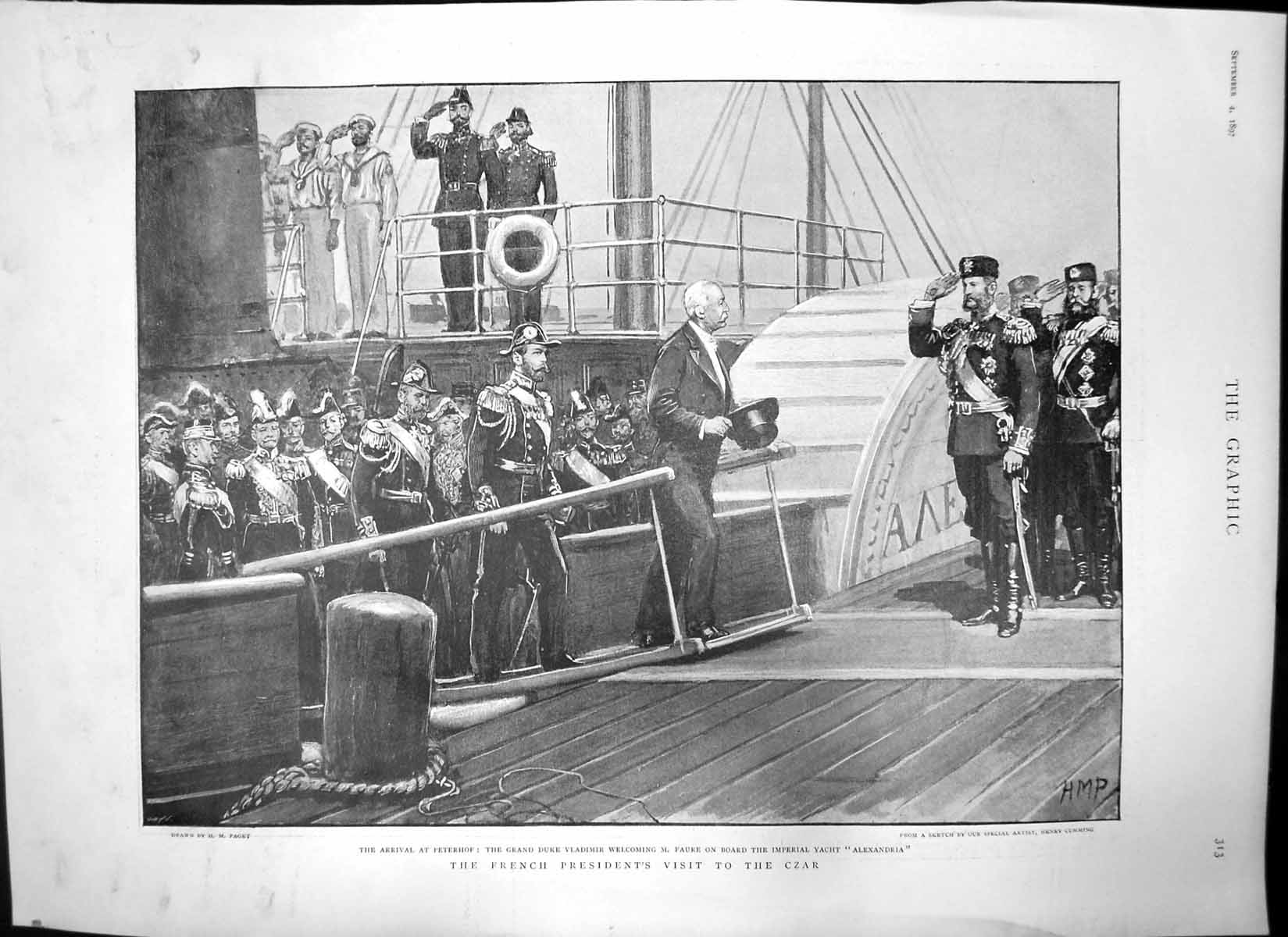 Old French President Faure Visit Czar Troitsky Bridge River Neva 1897 Victorian