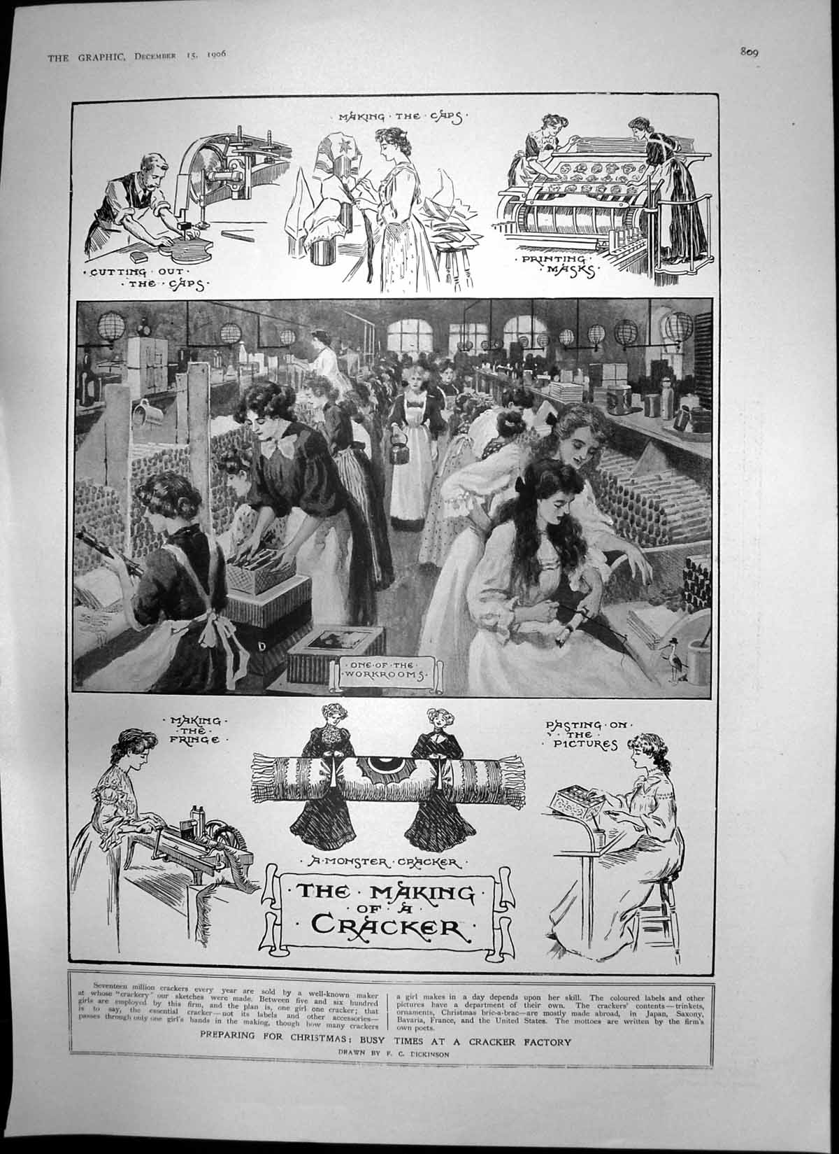 Antique Old Print Cracker Factory Royal Scots Greys Withdrawn Uniform 1906 20th