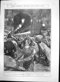 Antique Old Print Chtistmas Rush Smithfield Market Toys Poor Children 1906 20th