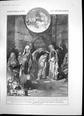 Antique Print Worshippers Church Nativity Crown Prince Princess Sweden 1906
