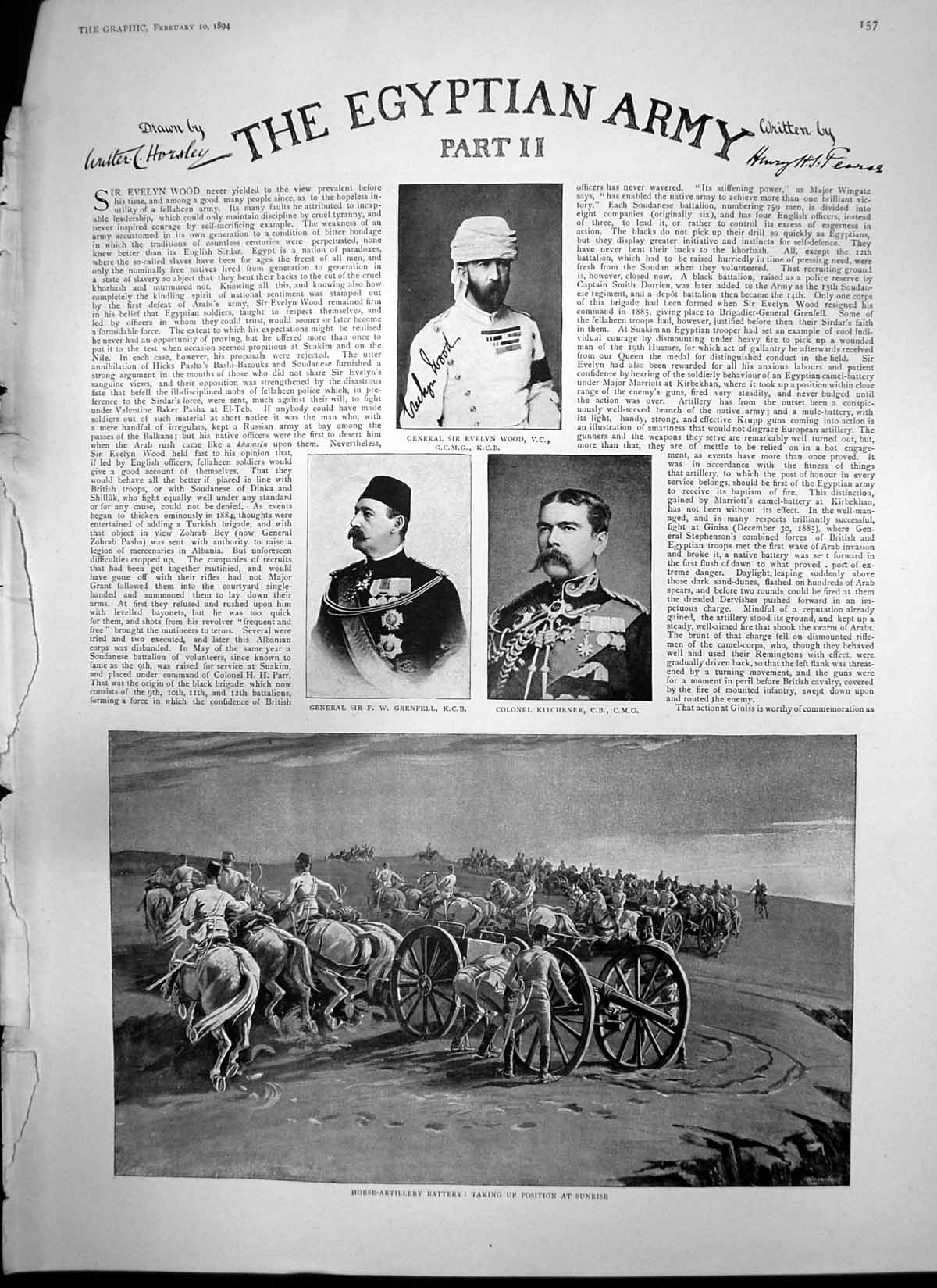 Old Antique Print Egyptian Army Horse Artillery Abdin Barracks Cairo 1894 19th