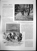Antique Old Print Snowshoes Prussian Infantry Russians Finnish Regiment 1894