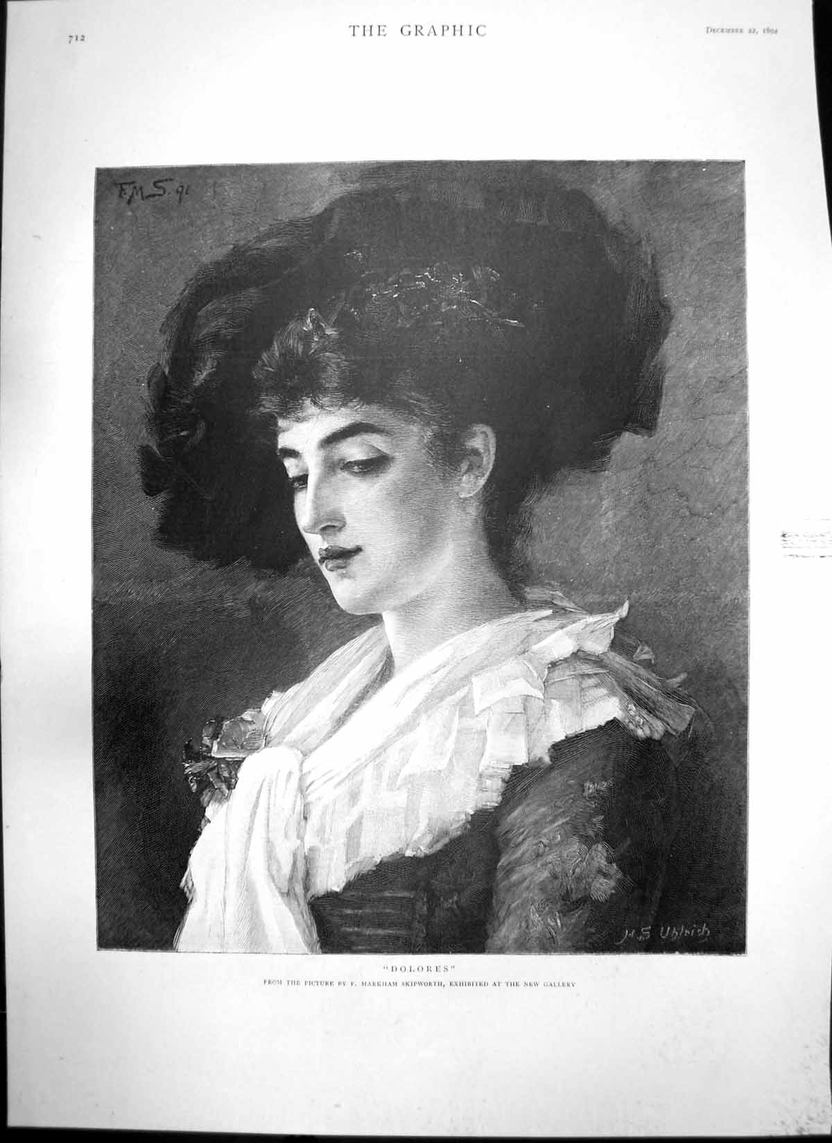 Original Old Antique Print Dolores F Skipworth Late Robert Louis Stevenson 1894