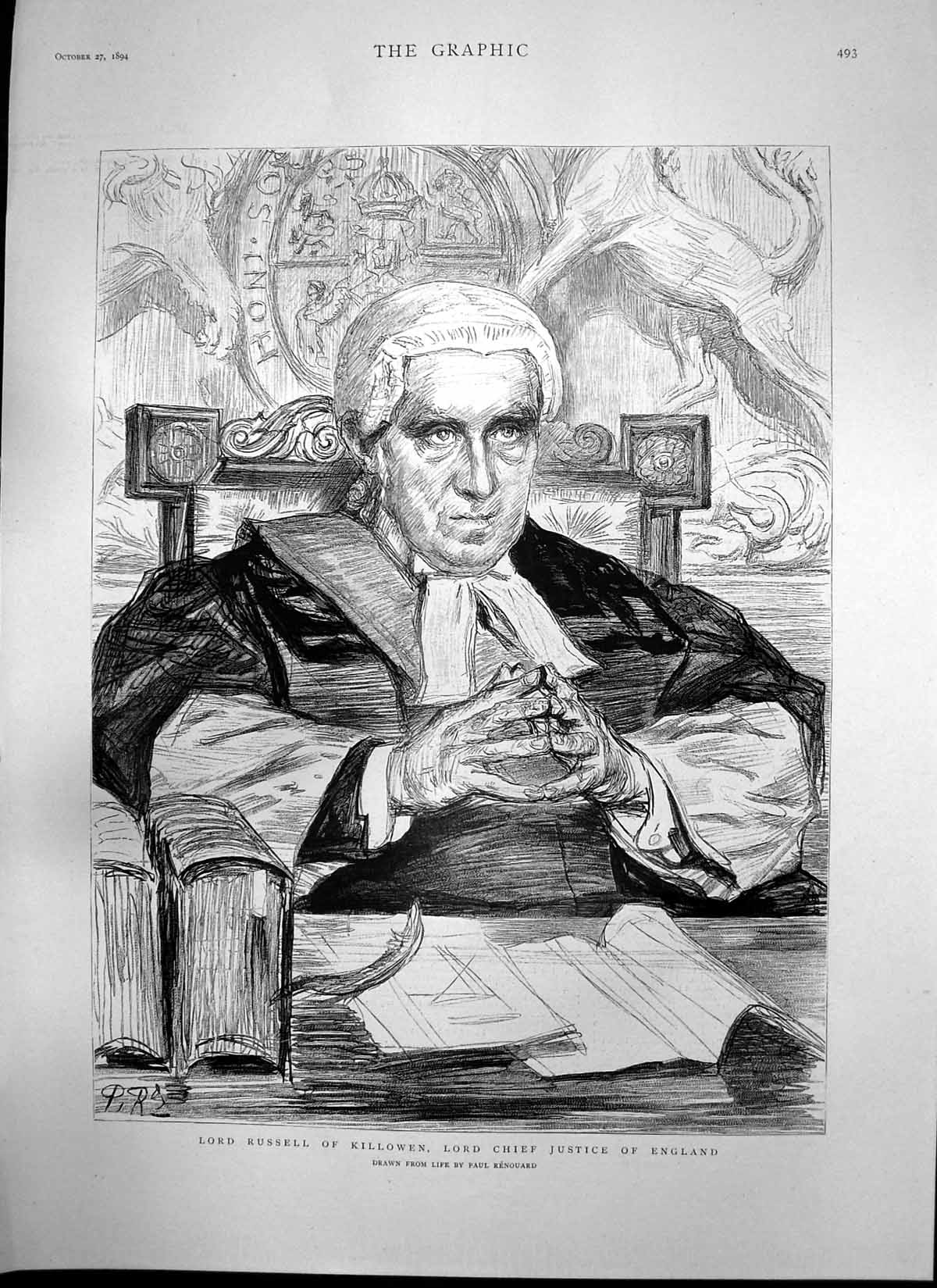 Old Print Lord Russell Killowen Lord Chief Justice Professor Froude 1894 19th