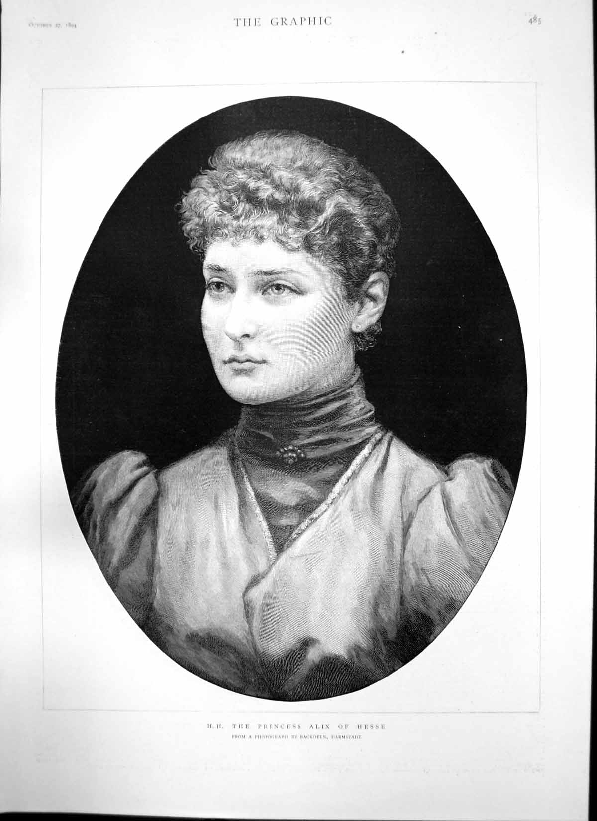 Antique Old Print Princess Alix Hesse Elliot Lees Viscount Drumlanrig 1894 19th