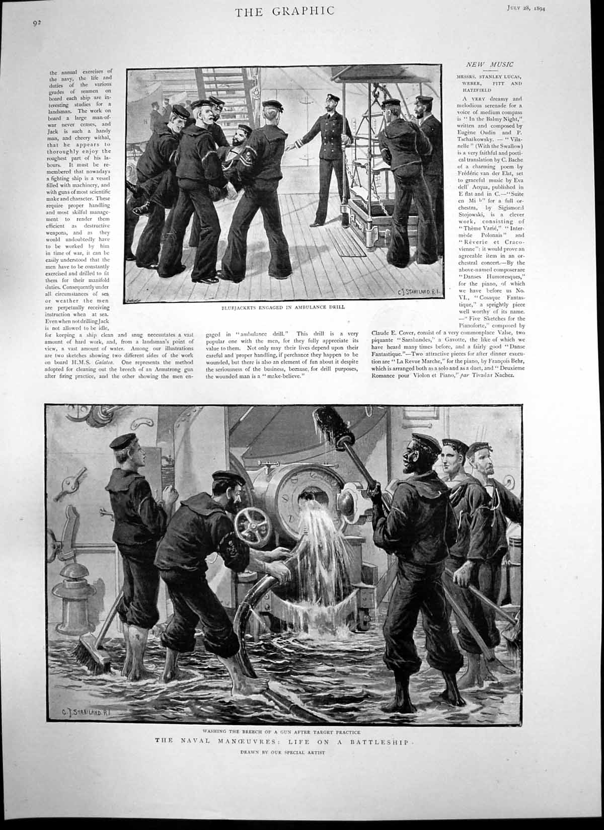 Old Antique Print Naval Manoeuvres Life Battleship Marquis Headfort 1894 19th