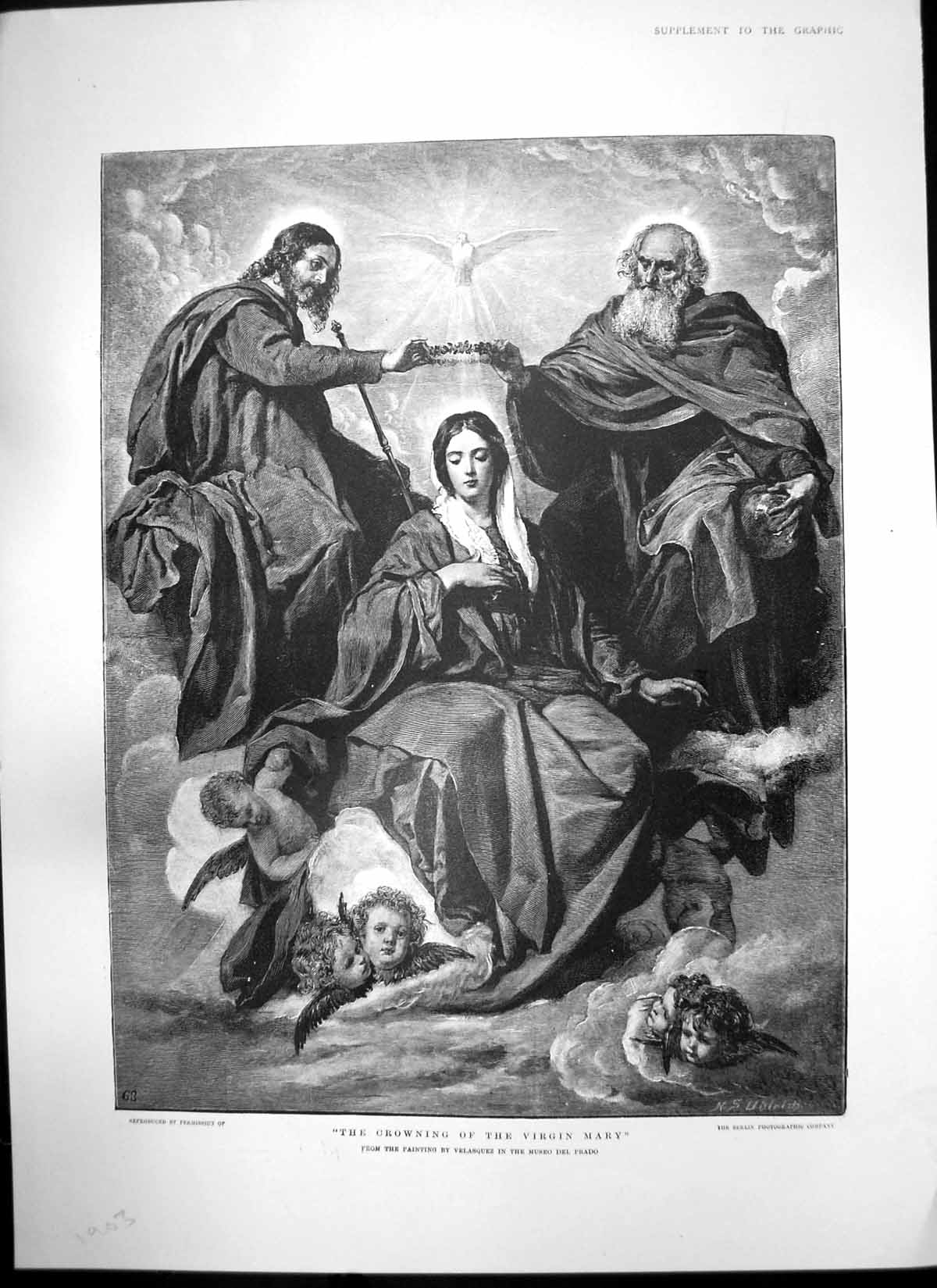 Old Antique Print Crowning Virgin Mary Transformation Motor Episode C1906 20th