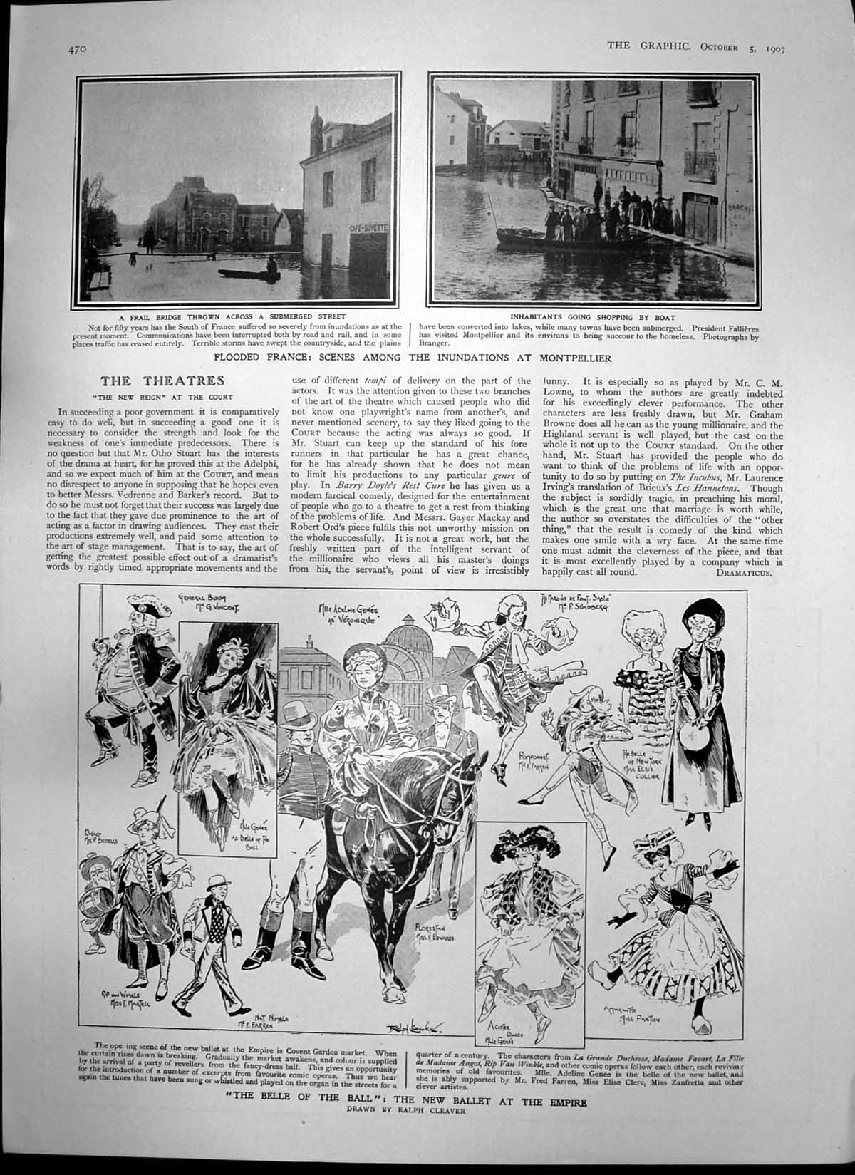 Old Antique Print Floods France Belle Ball Ballet Empire Wallaby Zoo 1907 20th